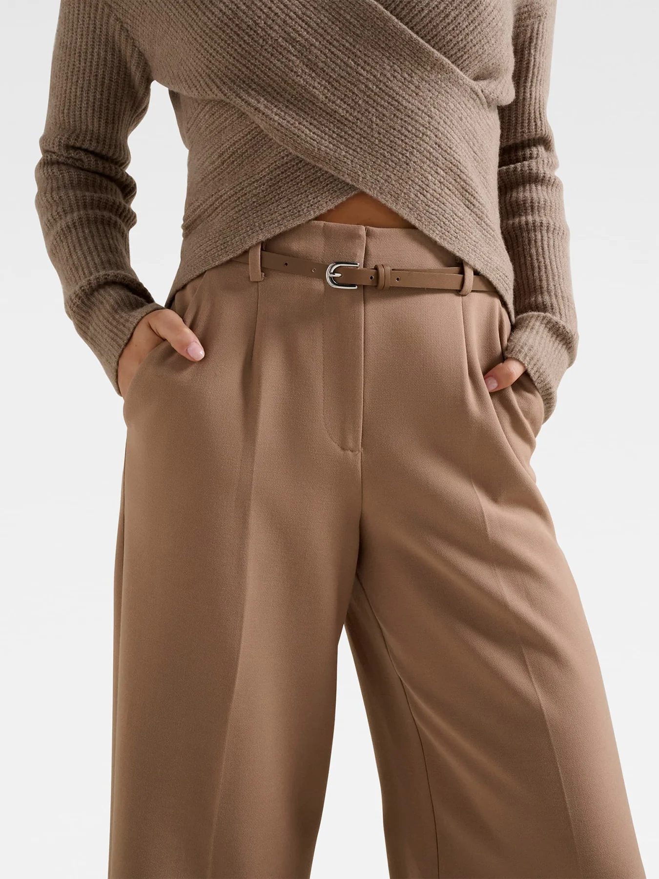 Chantelle Belted Wide Leg Pants Brown - Image 5