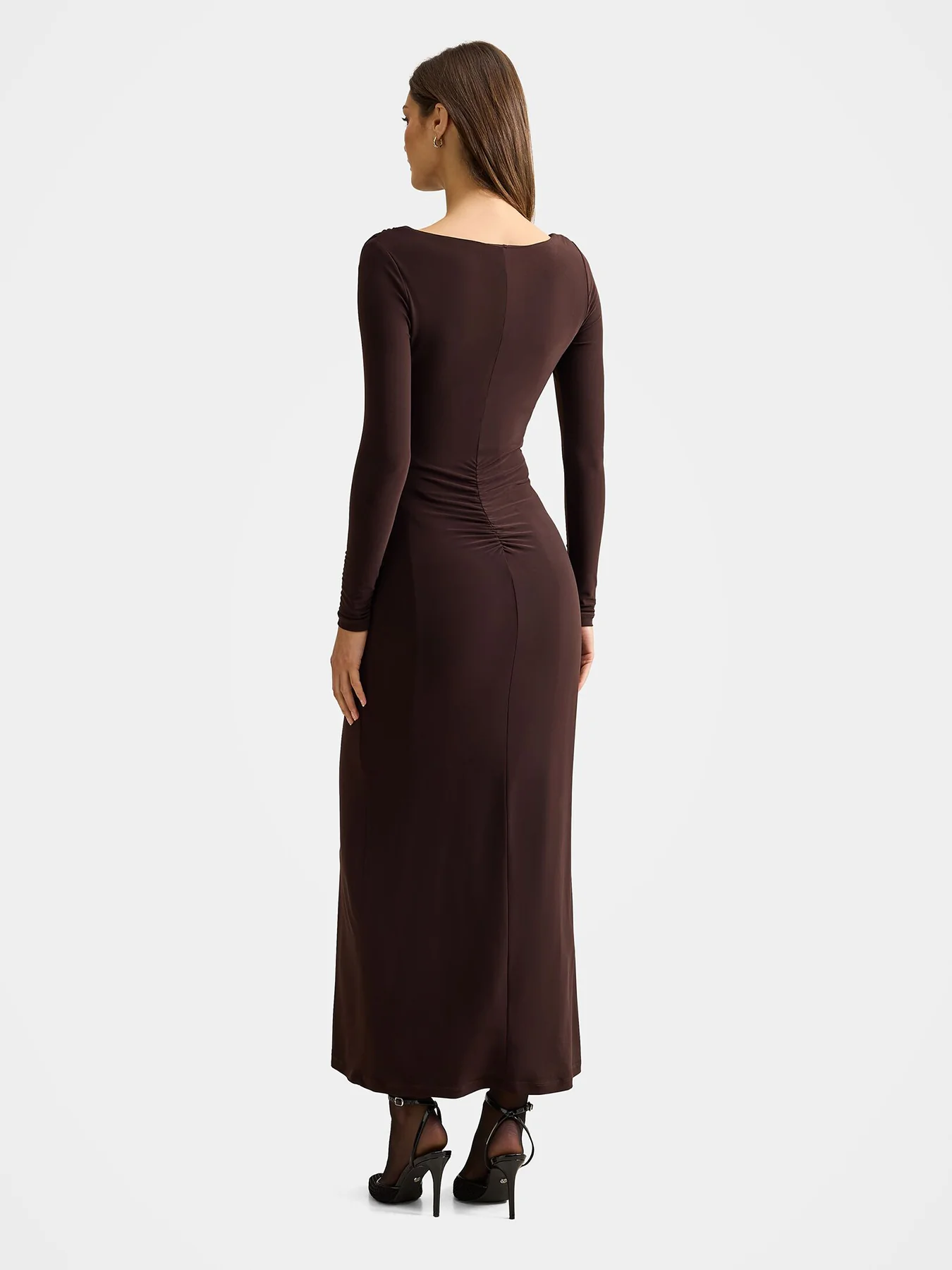 Cherie Jersey Maxi Dress Dark Chocolate - Image 3