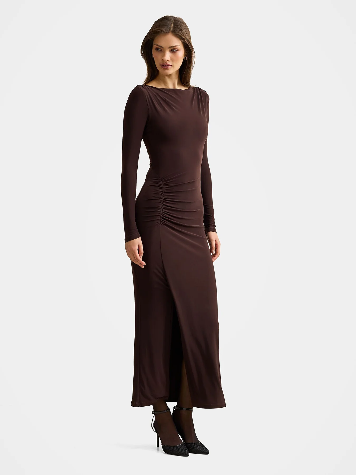 Cherie Jersey Maxi Dress Dark Chocolate - Image 5