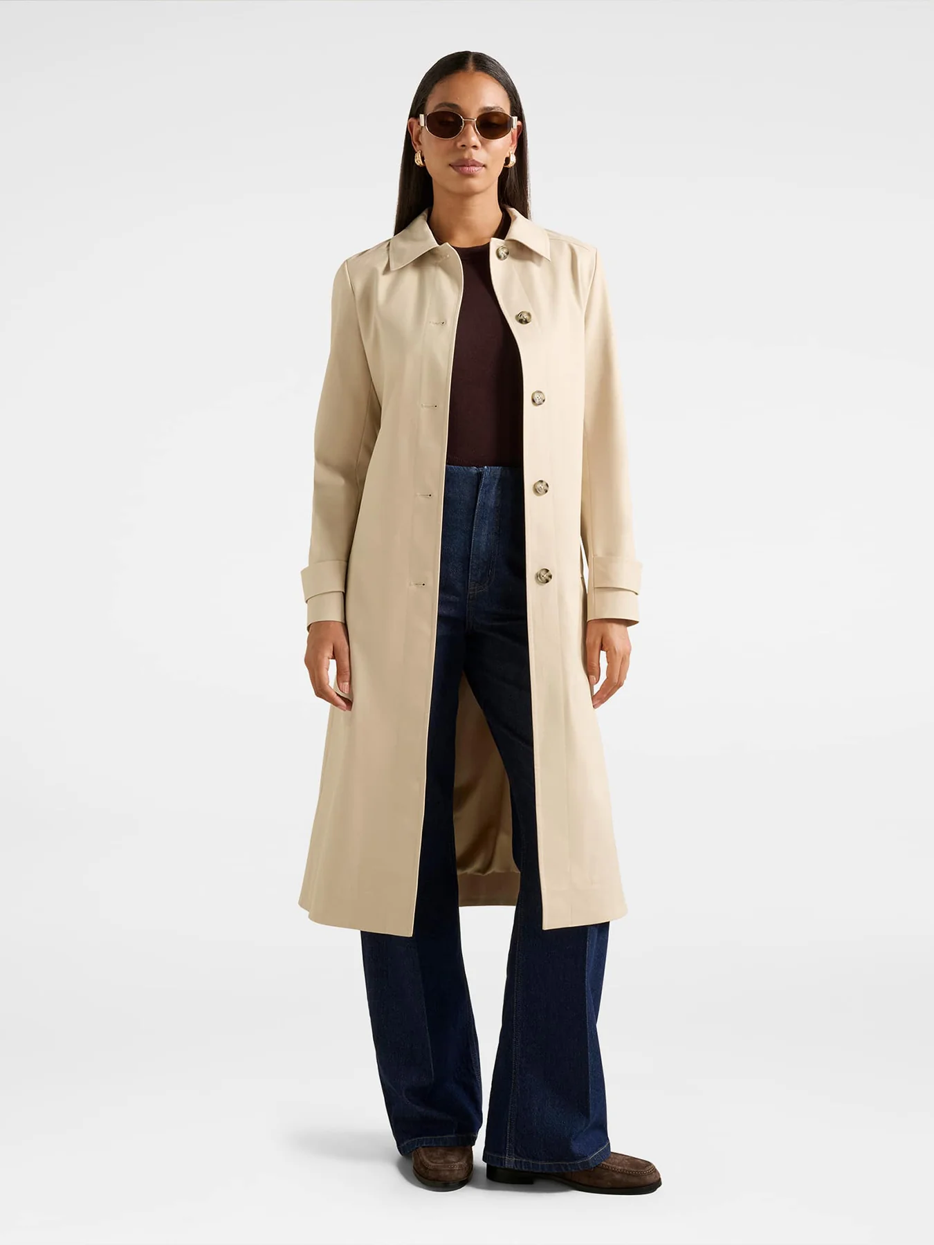 Helen Single Breasted Belted Trench Coat Brown - Image 4