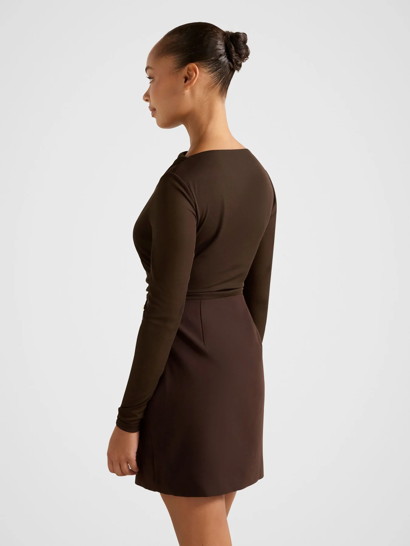 Isadora 2 in 1 Tailored Mini Dress Brown - Image 3