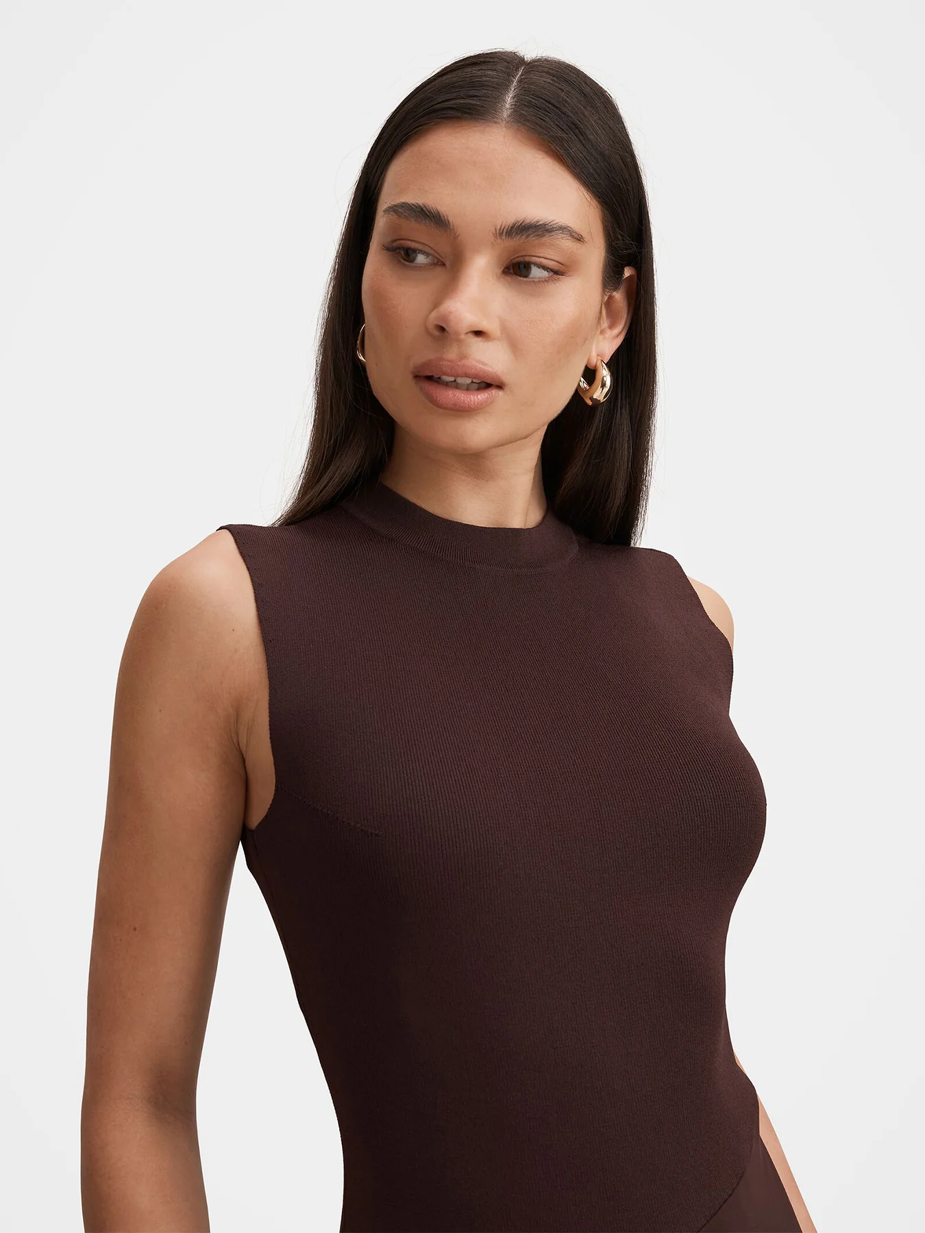 Jayden Satin Midi Dress Brown - Image 4