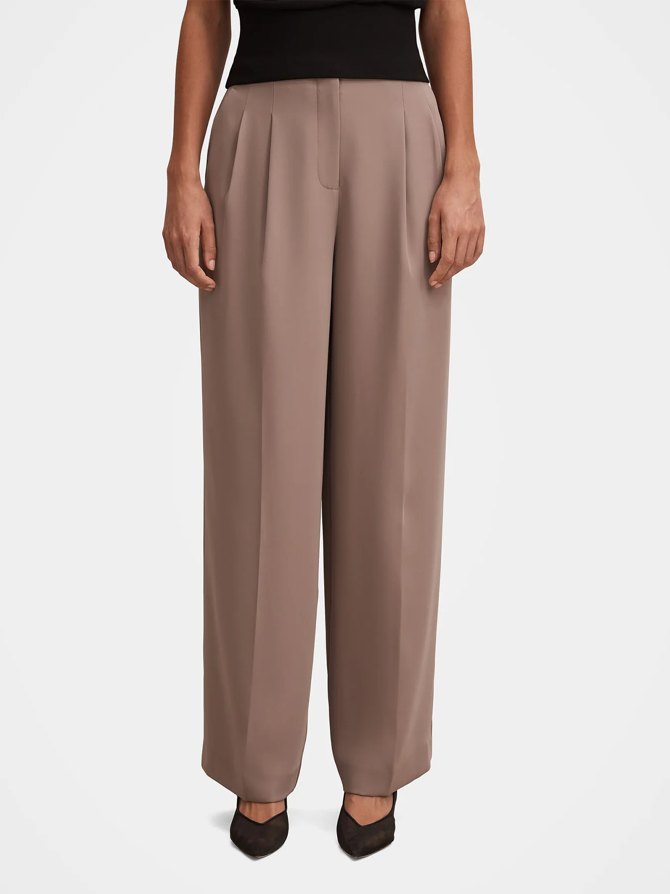 Julia Pleated Wide Leg Pants Brown - Image 3