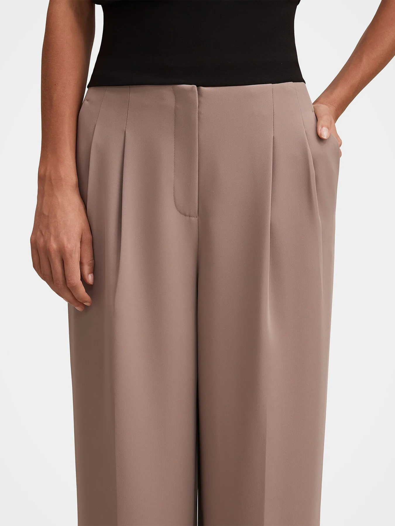 Julia Pleated Wide Leg Pants Brown - Image 4