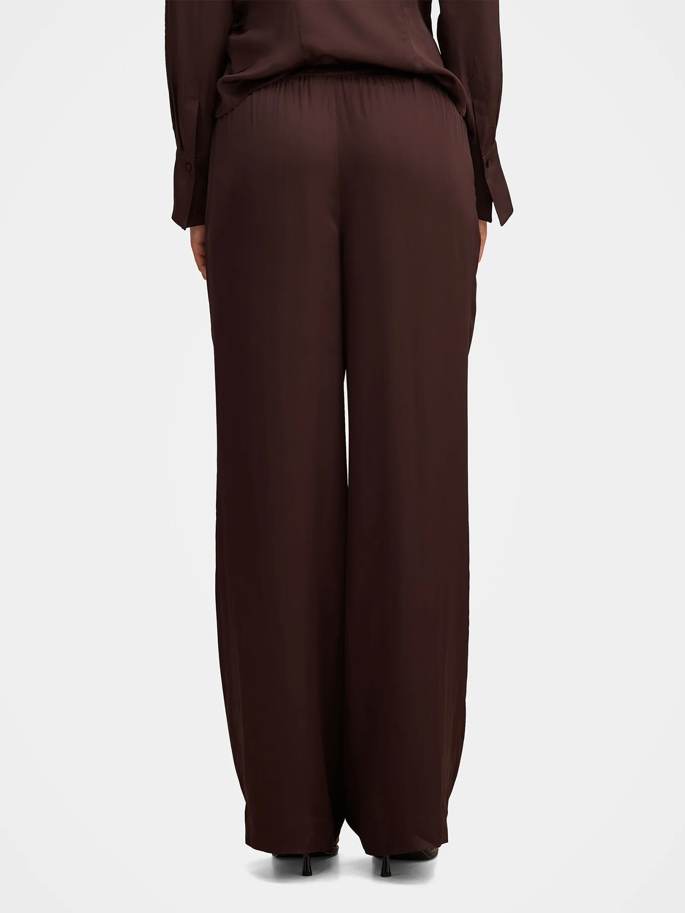 Maude Satin Wide Leg Pants Brown - Image 5