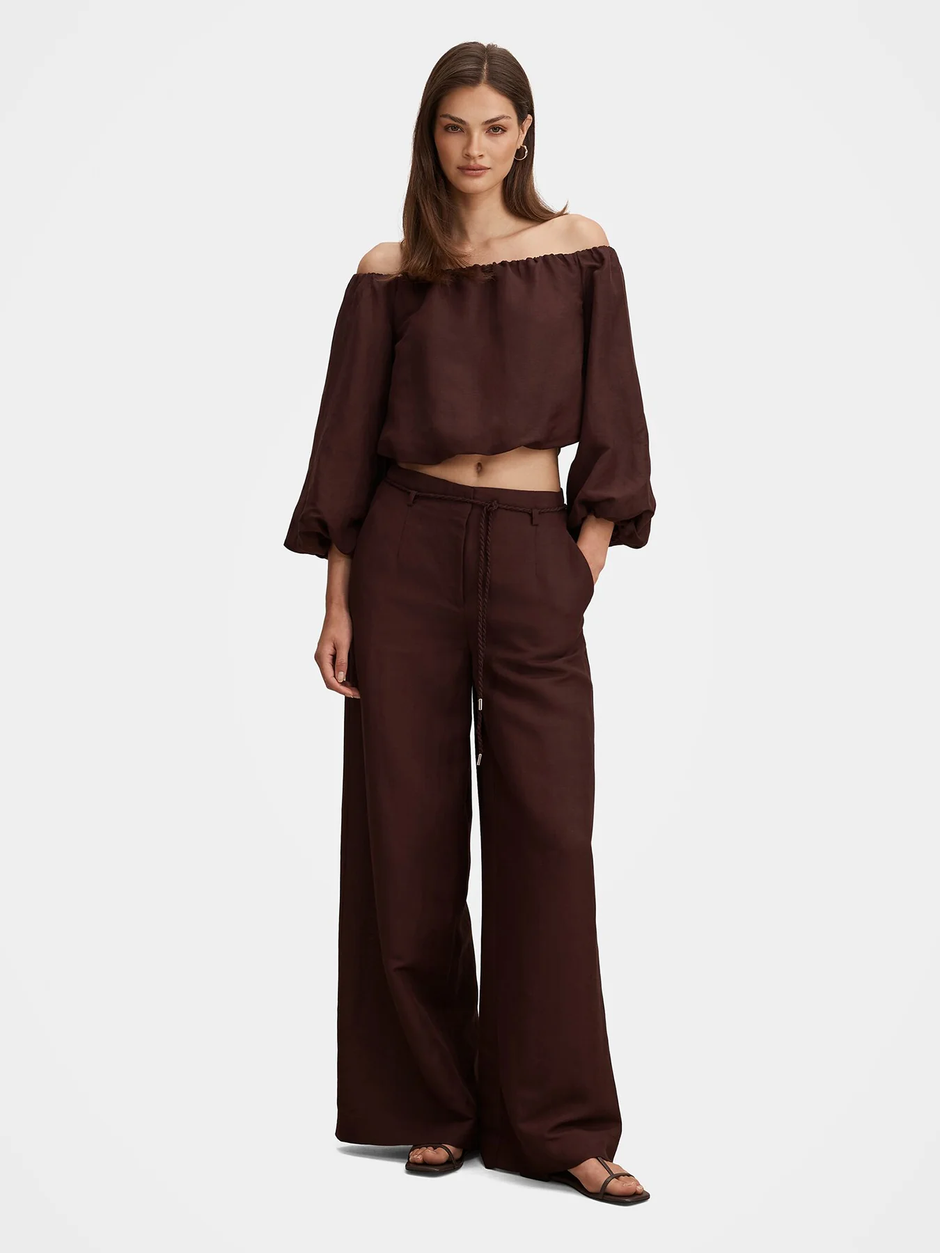Myla Wide Leg Trousers Brown - Image 2