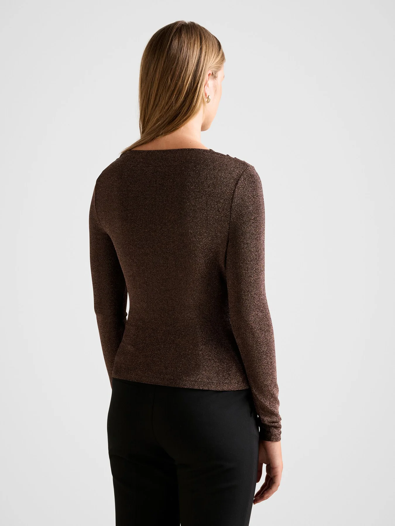 Roma Asymmetric Neck Top Brown - Image 3