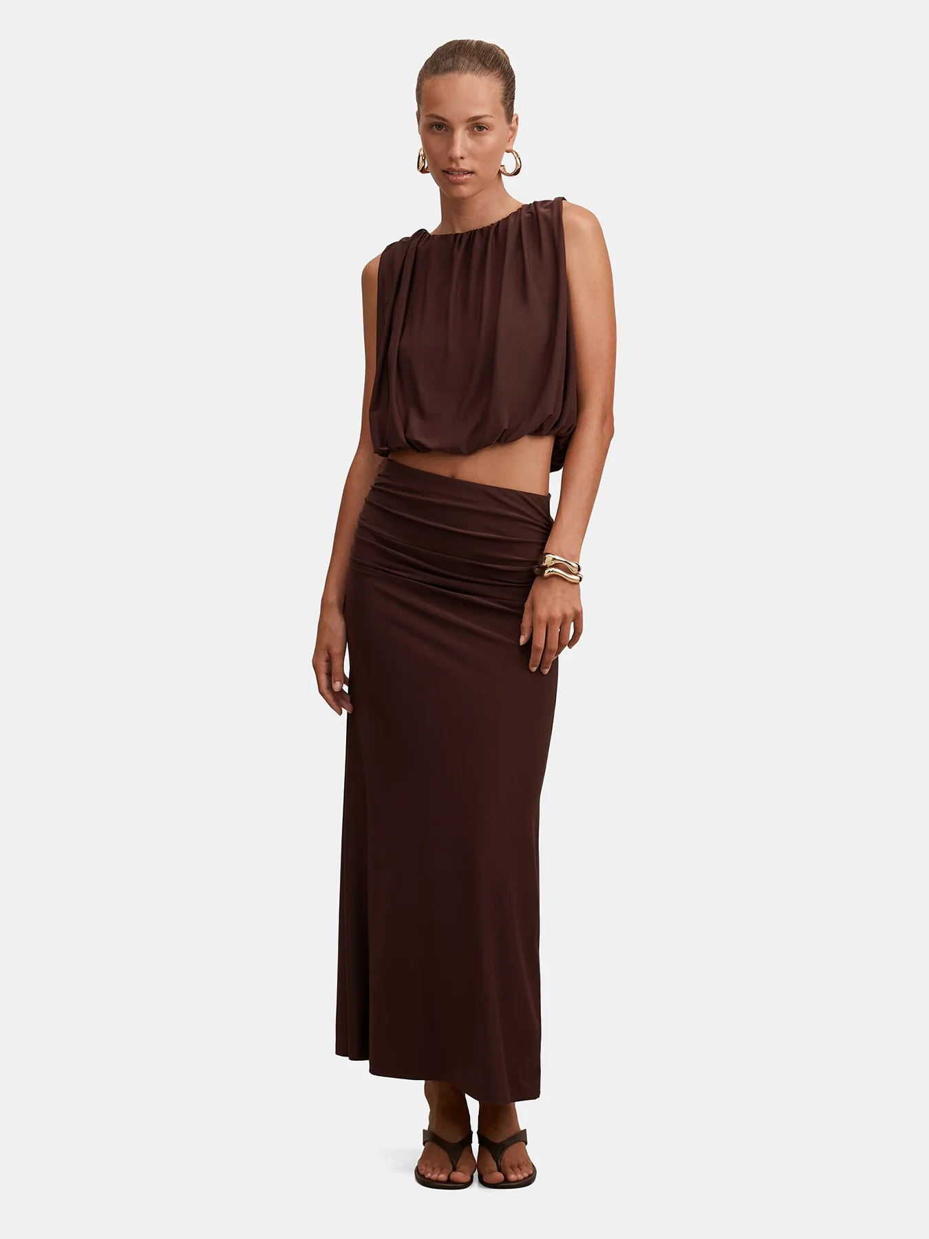 Sutton Sleeveless Bubble Top Brown - Image 2