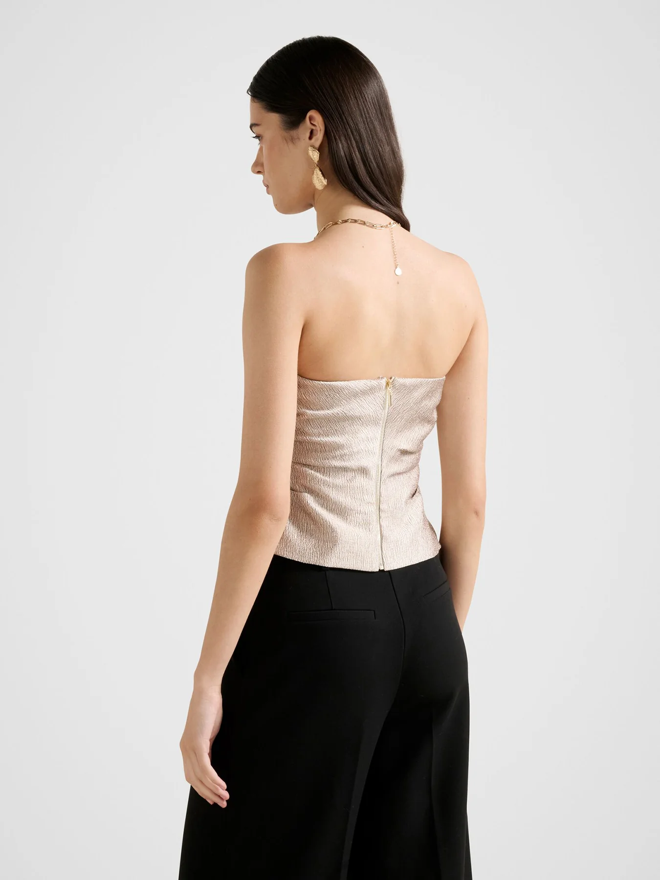 Kamila Tucked Strapless Bandeau Top Gold - Image 3