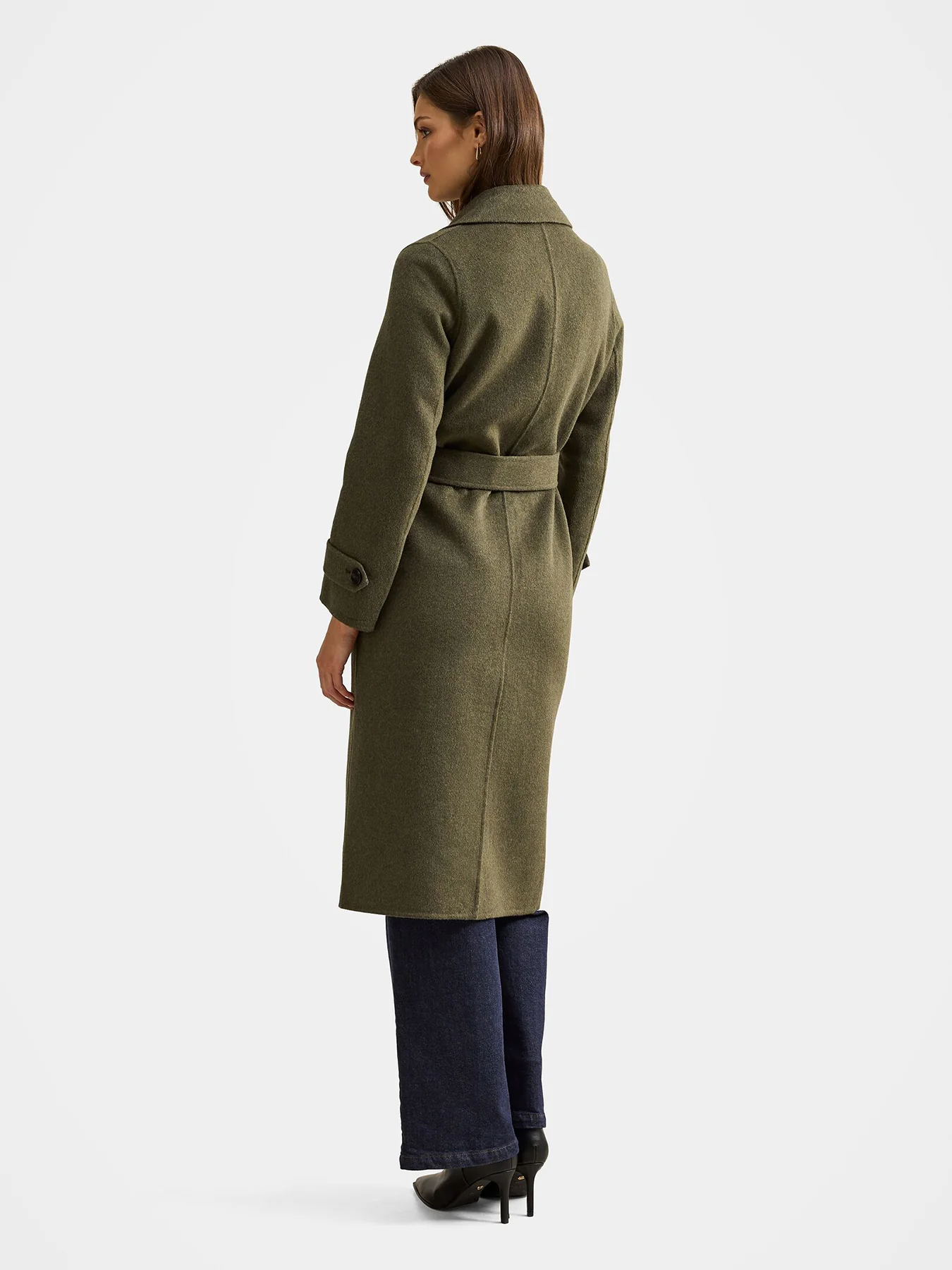Natalie Felled Seam Coat Oak Green - Image 3
