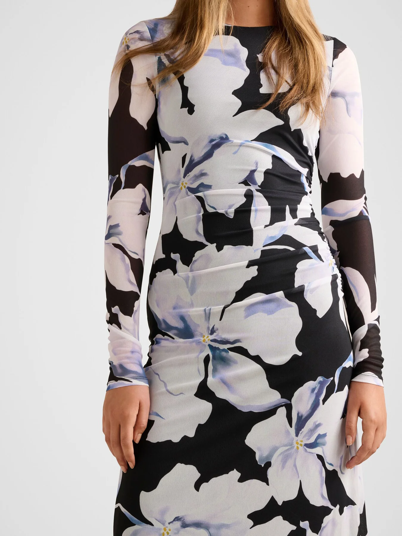 Amaya Long Sleeve Mesh Midi Dress - Image 4