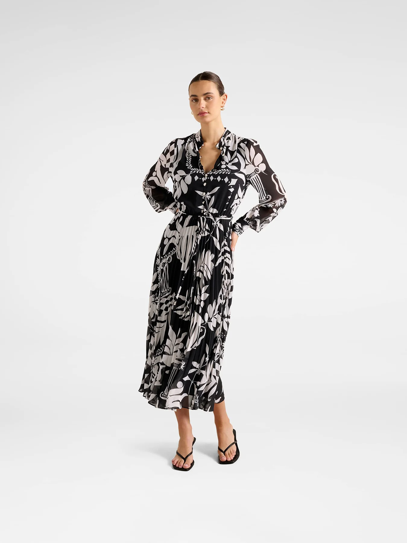 Annabel Button Through Midi Dress Black - Image 2