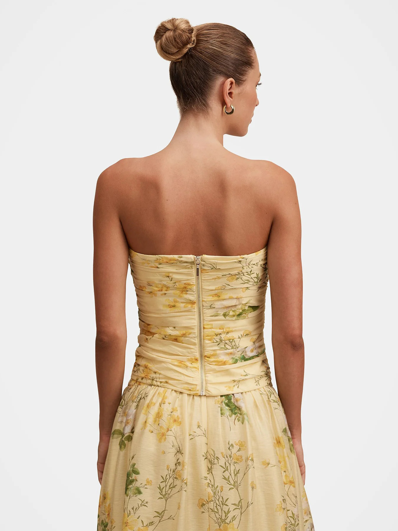 Palmer Strapless Gathered Top Printed Yellow - Image 3