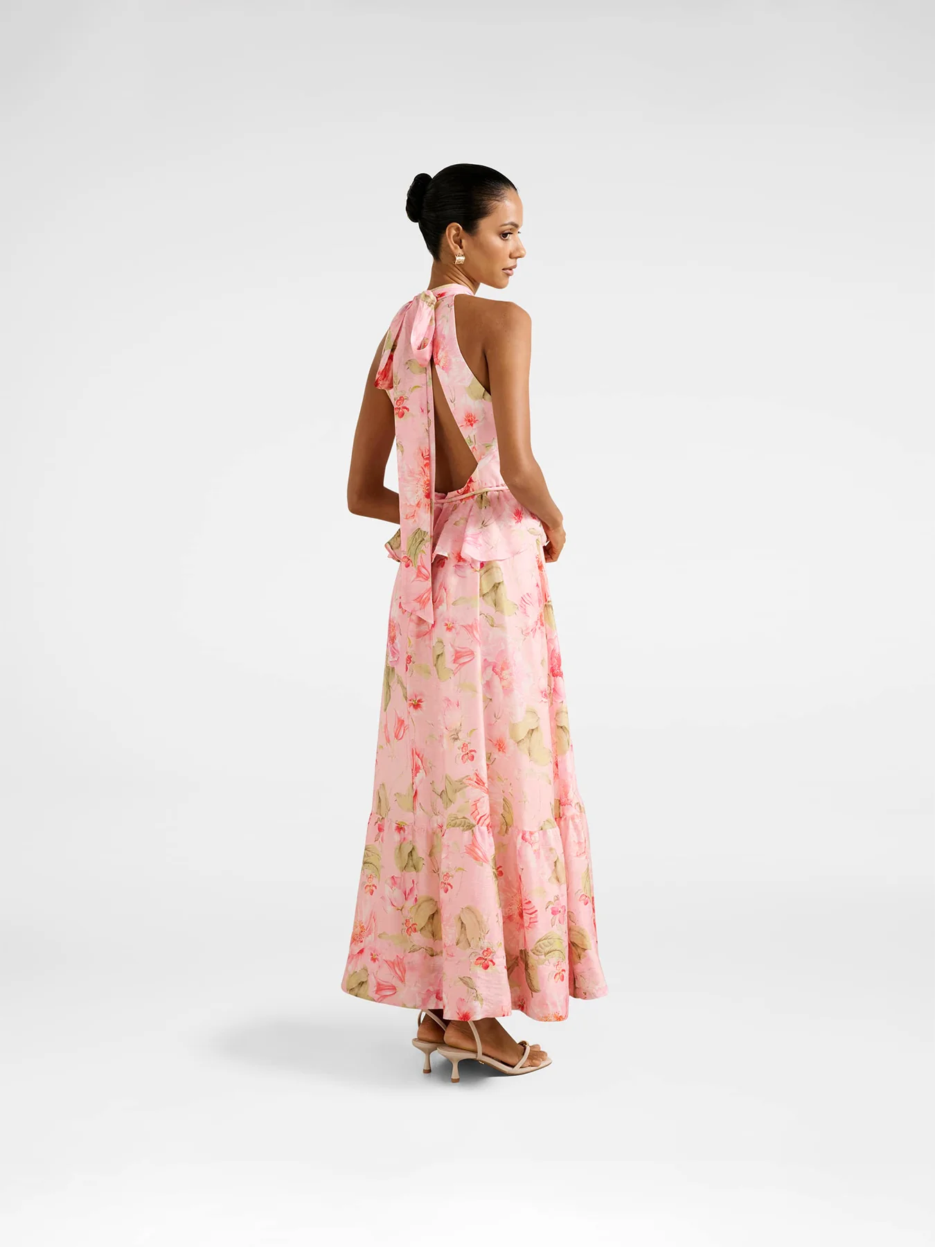 Serena Petite Halter Neck Peplum Midi Dress - Image 3