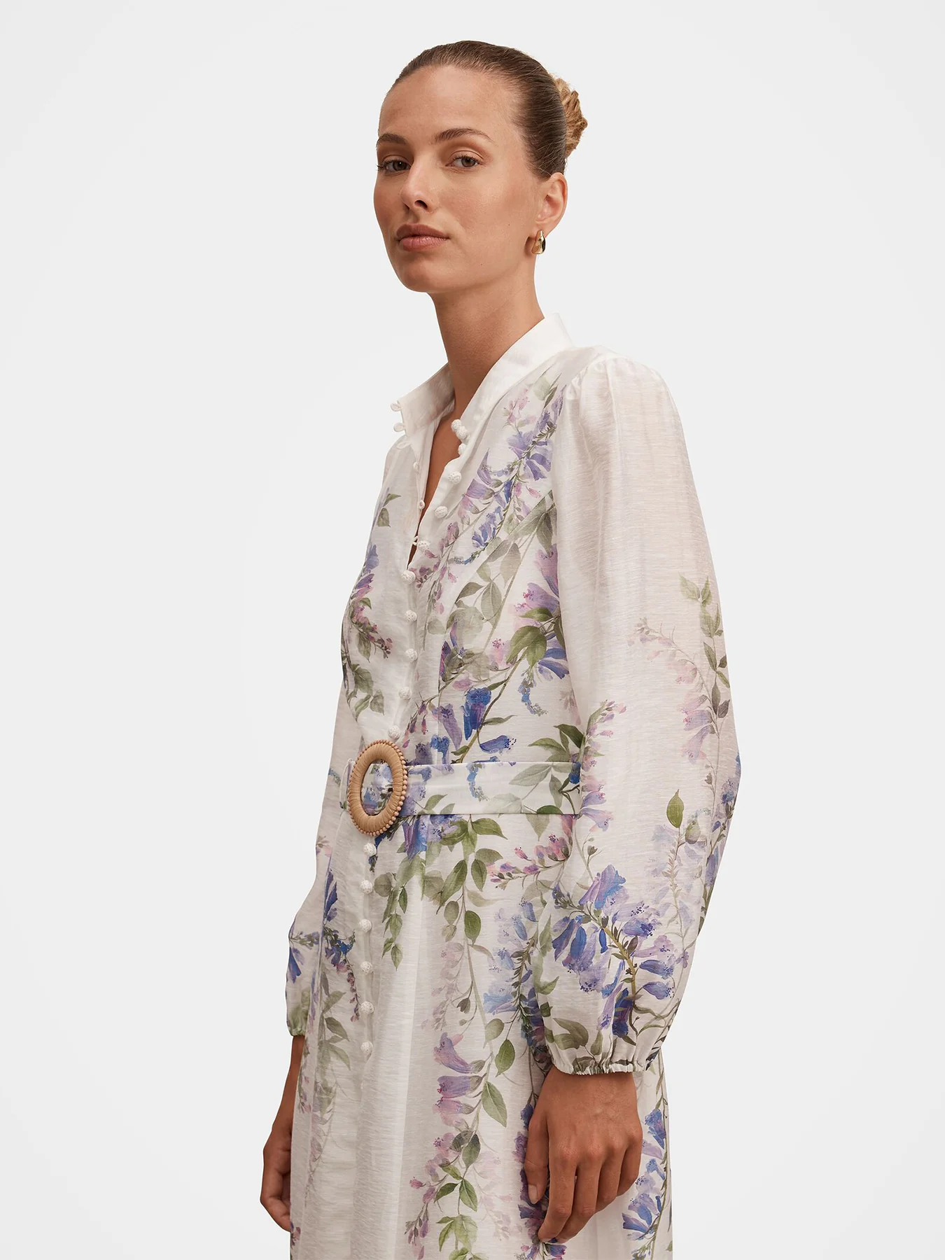 Sheridan Printed Midi Shirt Dress White - Image 4