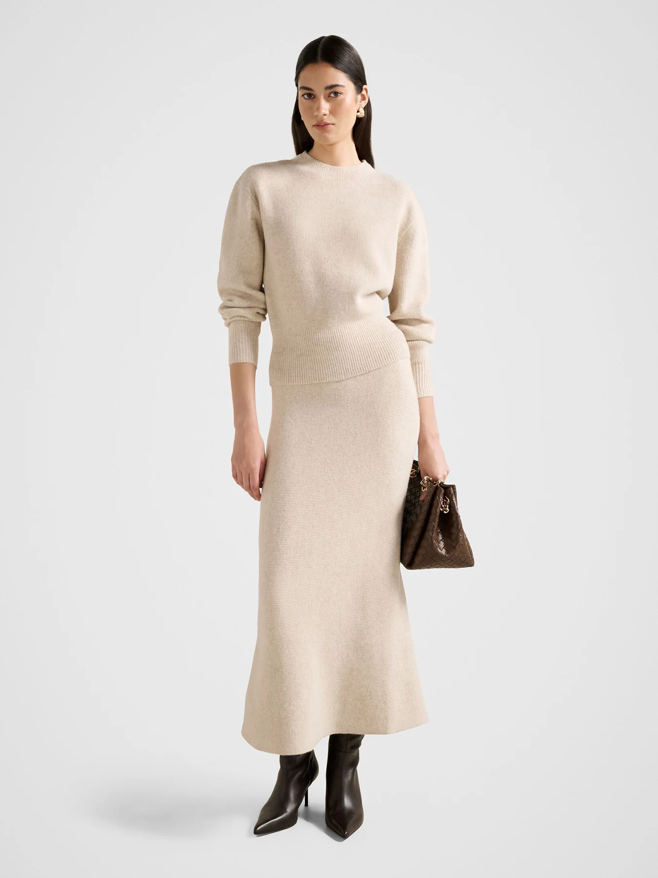 Cora Cinched Hem Knitted Sweater Nude - Image 2
