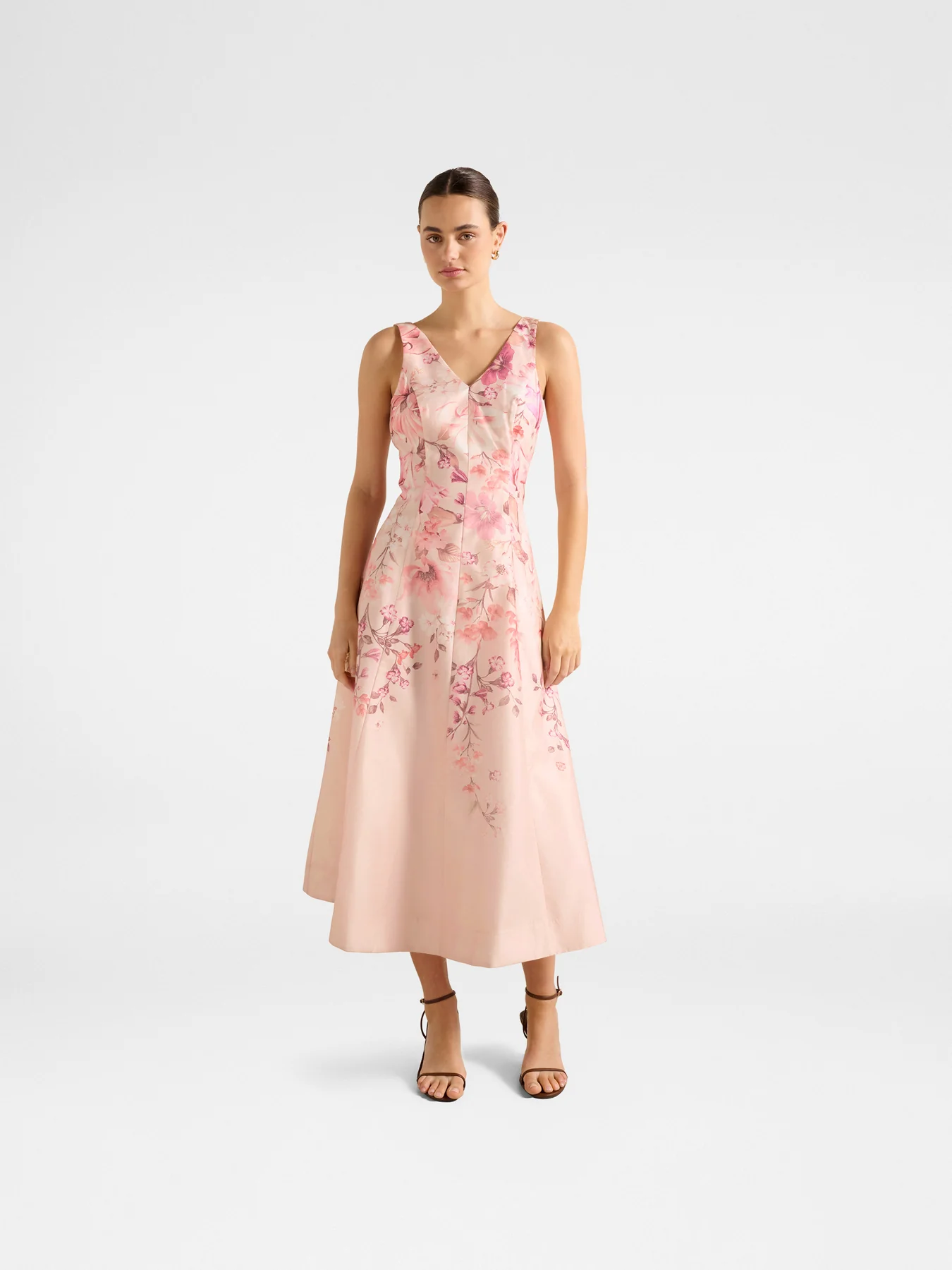 Aubrey Sleeveless Printed Midi Dress Pink - Image 2