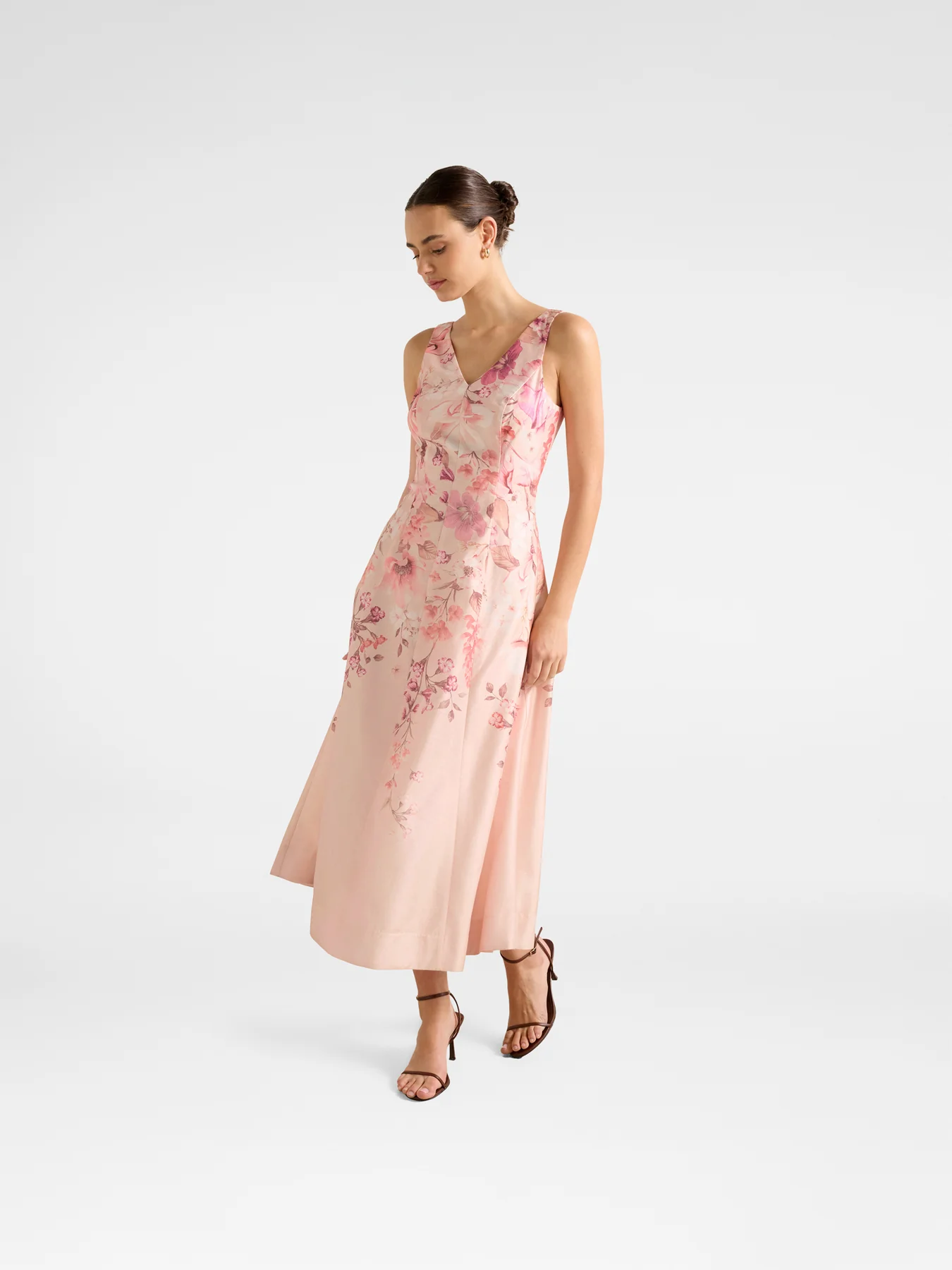 Aubrey Sleeveless Printed Midi Dress Pink - Image 5
