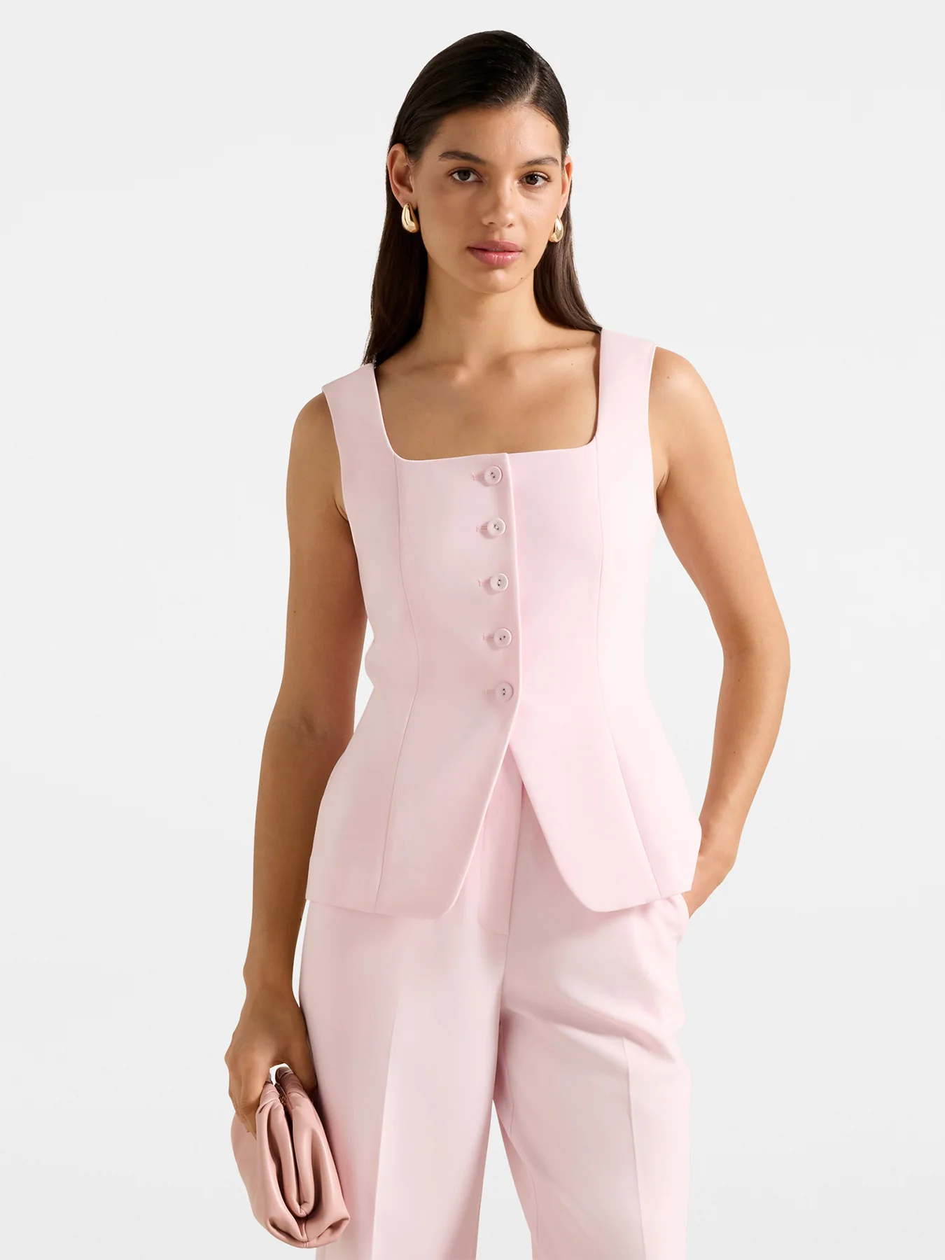 Haisley Square Neck Waistcoat Pink - Image 4