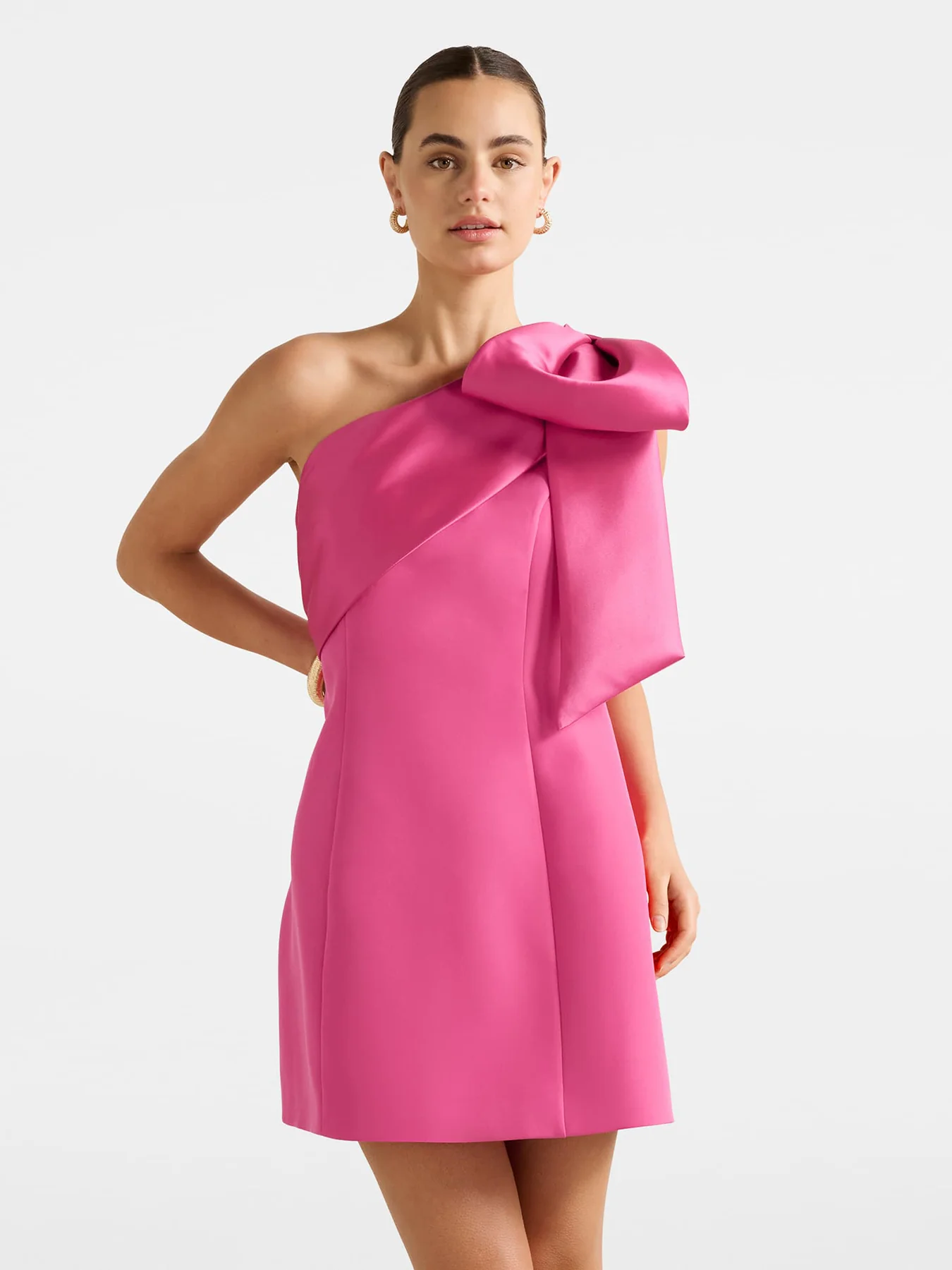Holly Asymmetrical Bow Mini Dress - Image 4