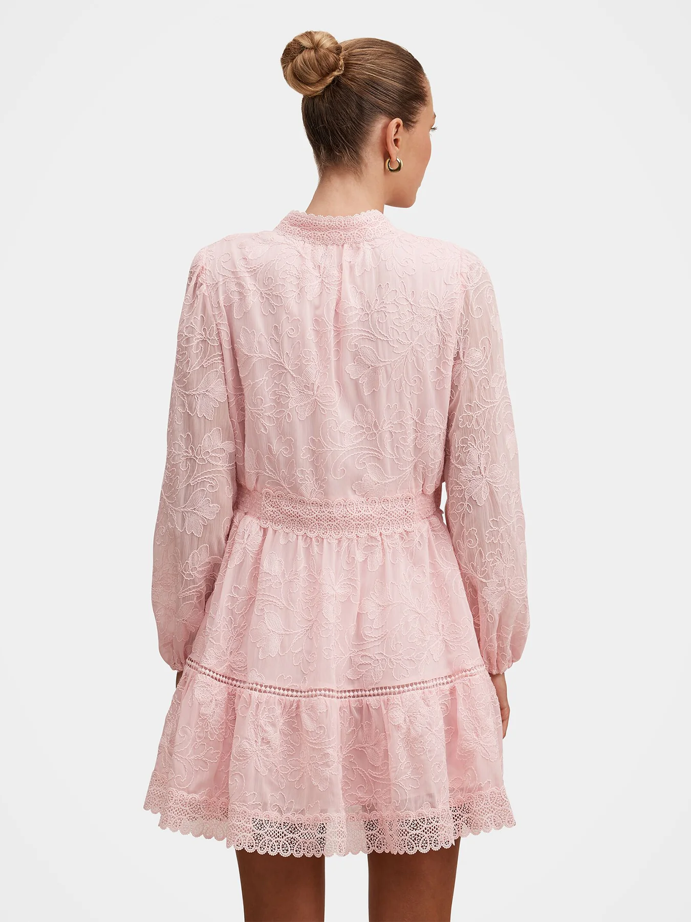 Thalia Embroidered Skater Mini Dress Pink - Image 3