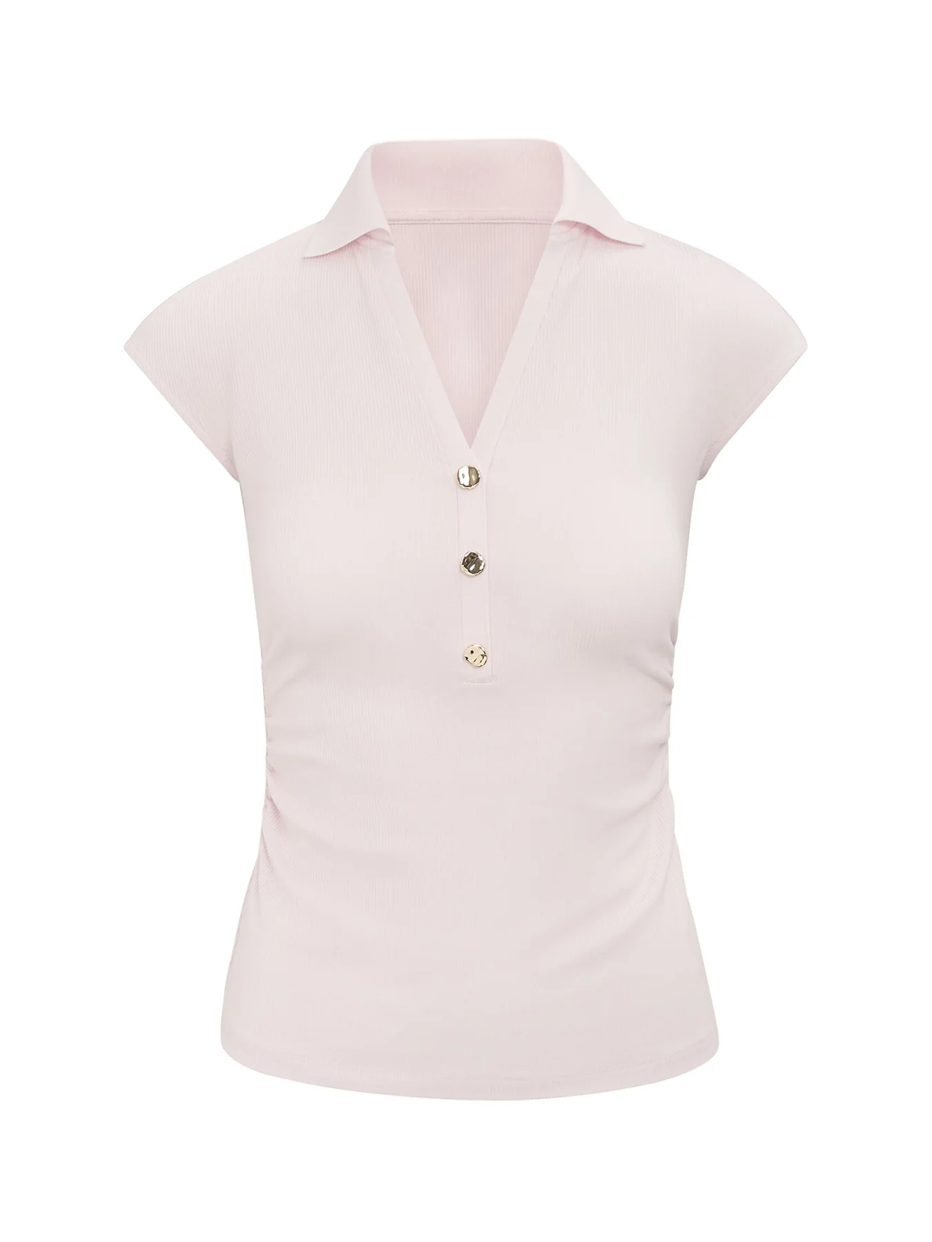Winnie Extended Shoulder Polo Top Pink