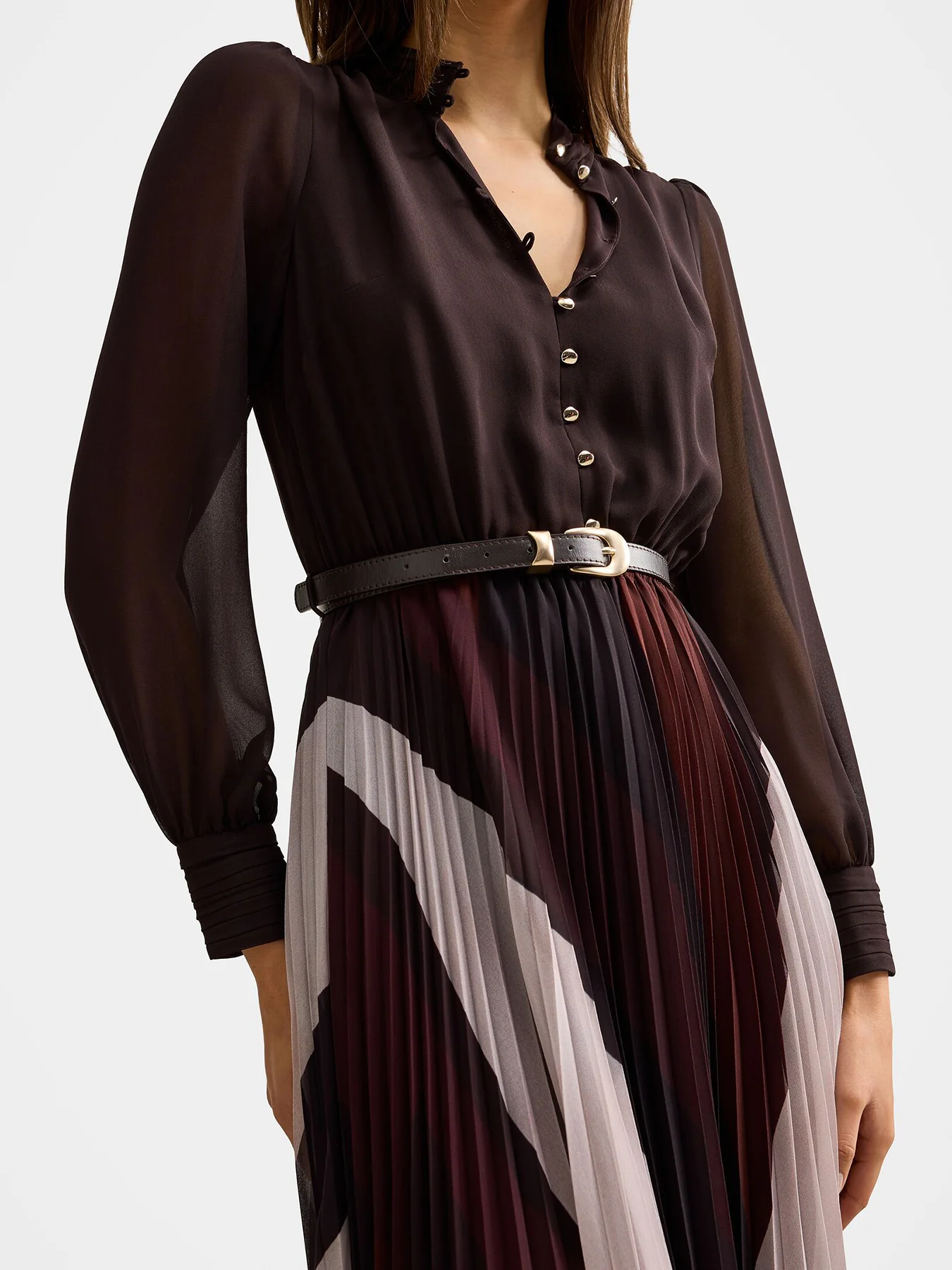 Anya Long Sleeve Pleated Midi Dress - Image 3