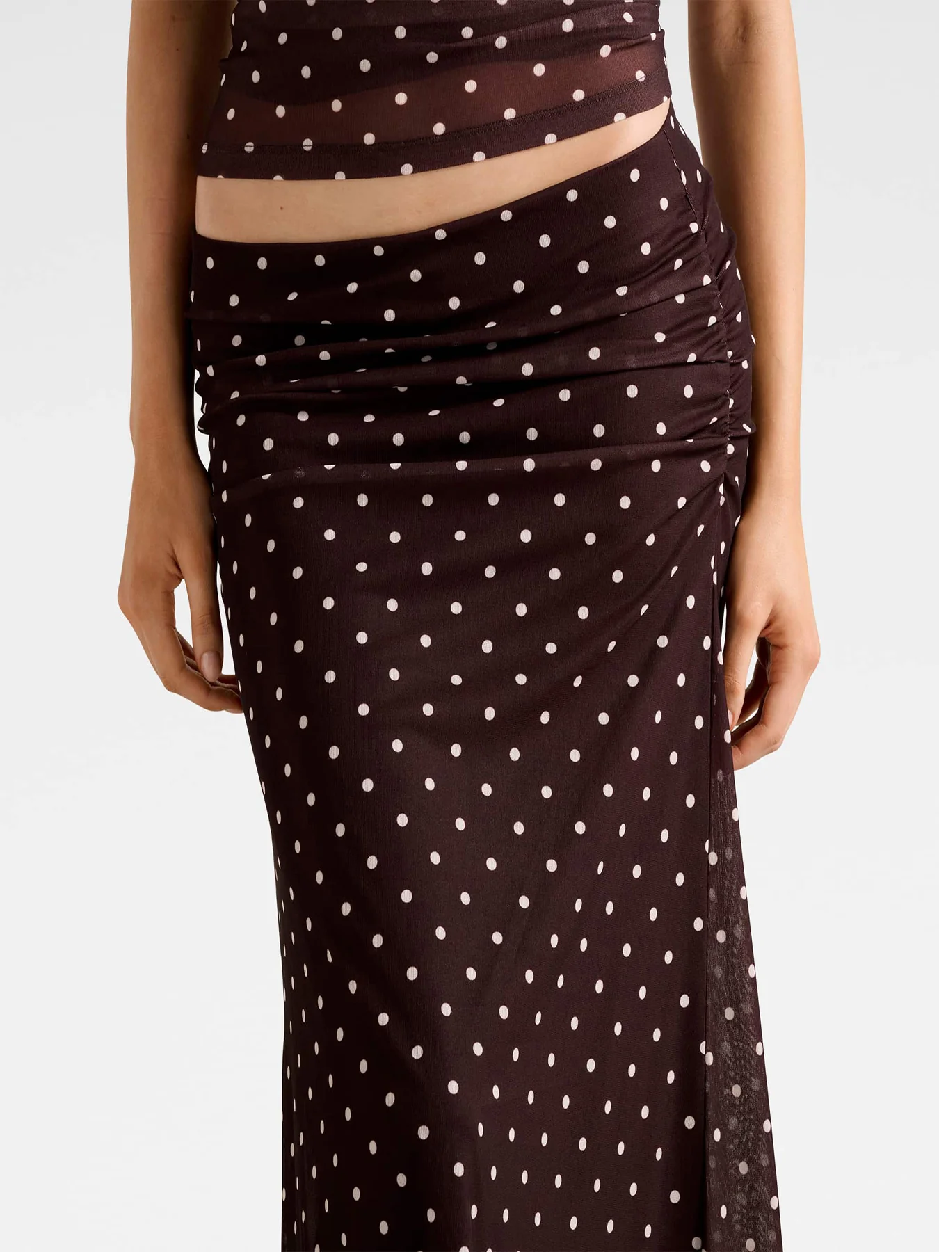 Mimi Flute Maxi Skirt Choc Kinsey Spot - Image 5