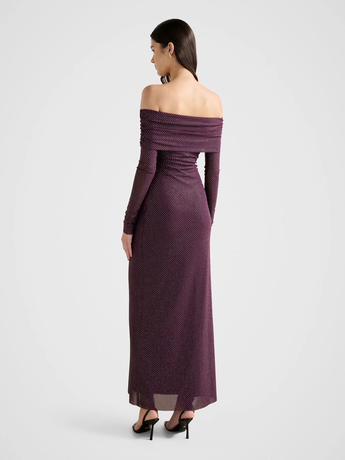 Effie Bardot Neck Maxi Dress Purple - Image 3