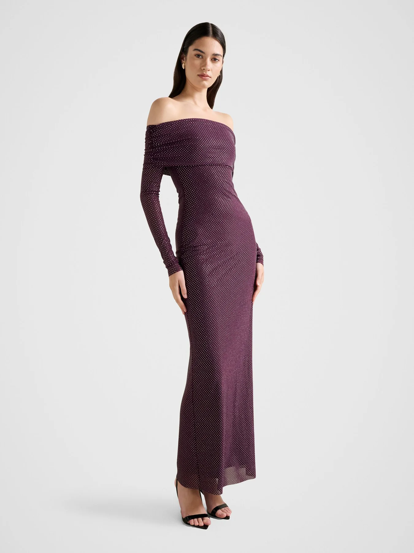 Effie Bardot Neck Maxi Dress Purple - Image 5