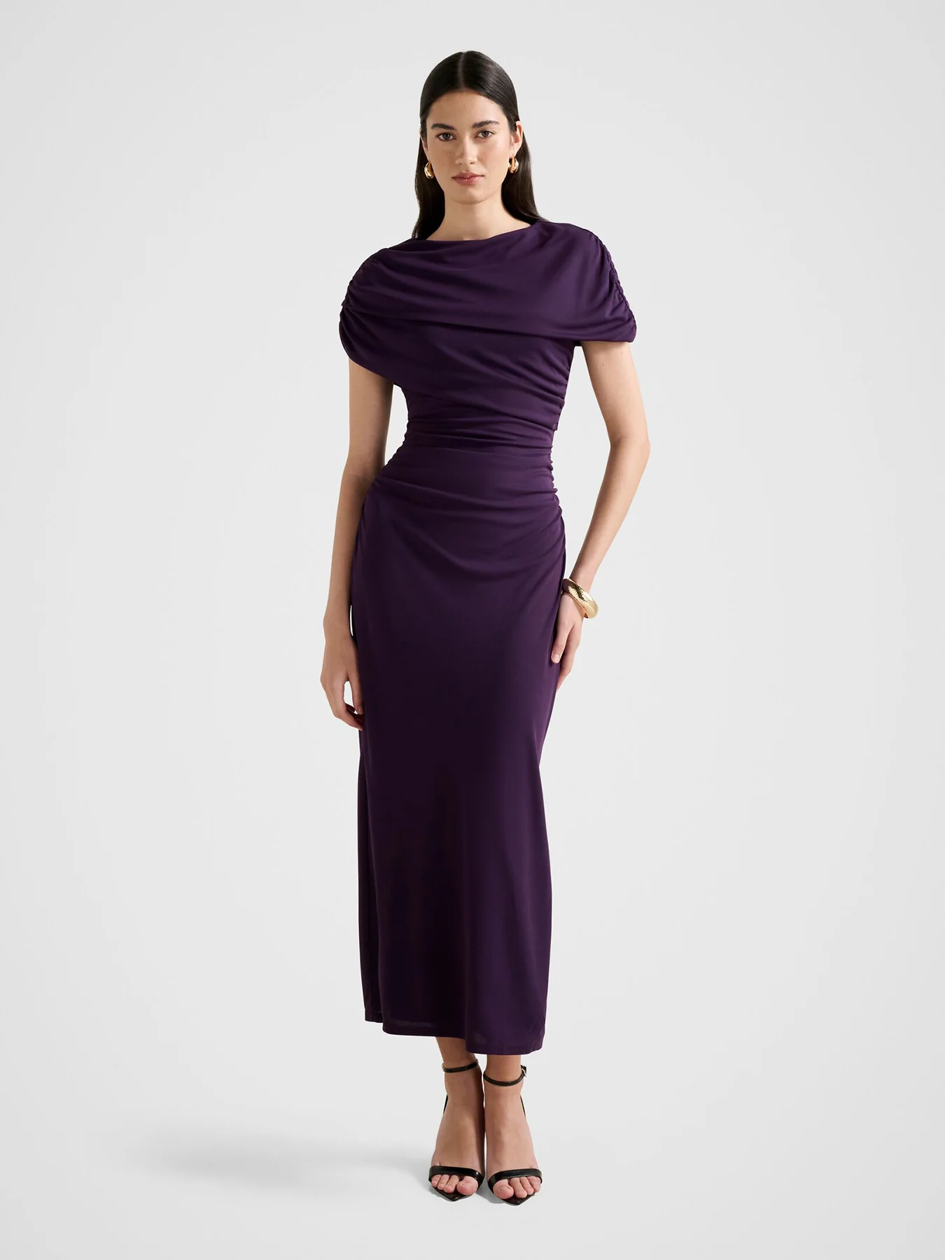 Kori Draped Midi Dress Purple - Image 2