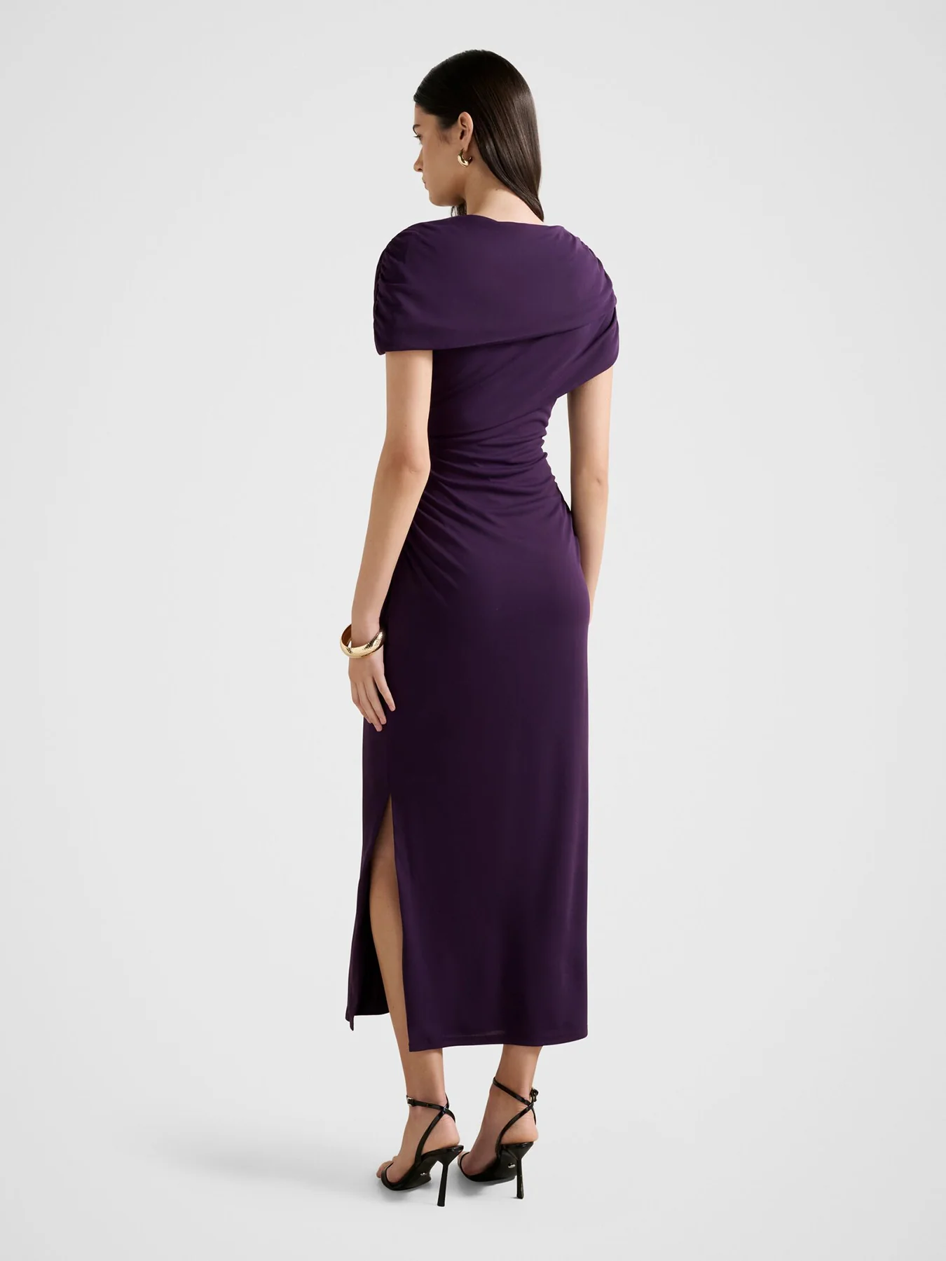 Kori Draped Midi Dress Purple - Image 3