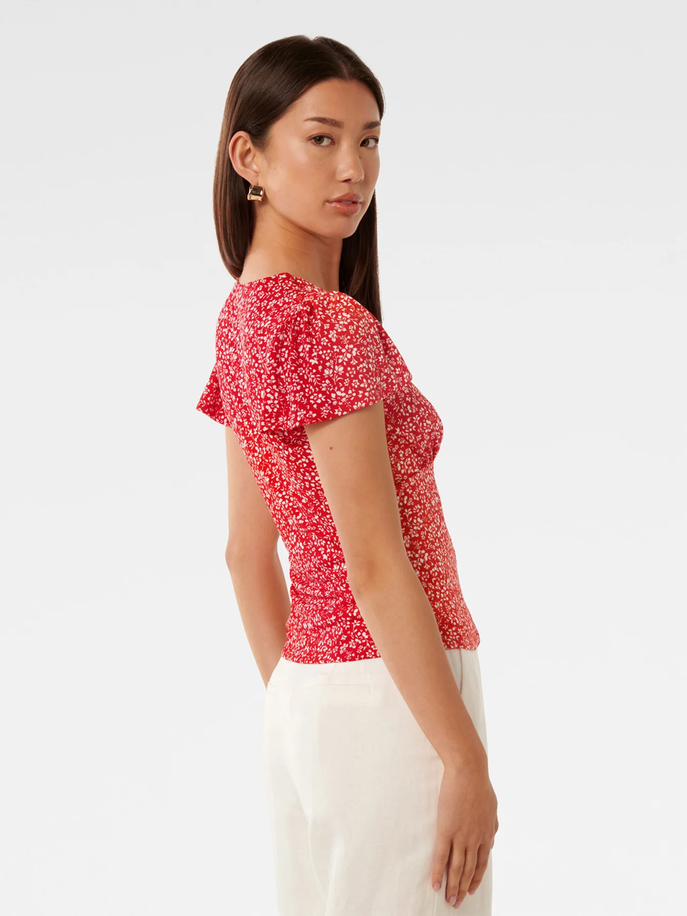 Lulu Printed Flutter Sleeves Top - Image 3