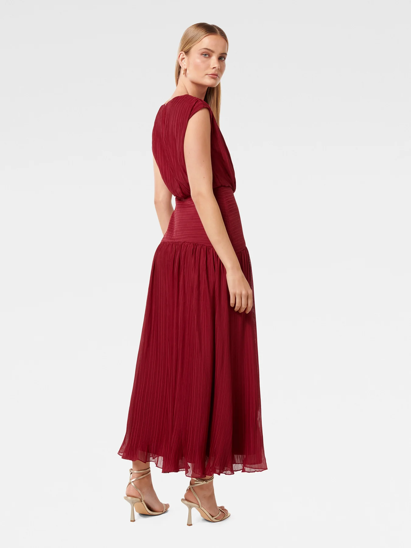 Lila Crinkle Maxi Dress Red - Image 3