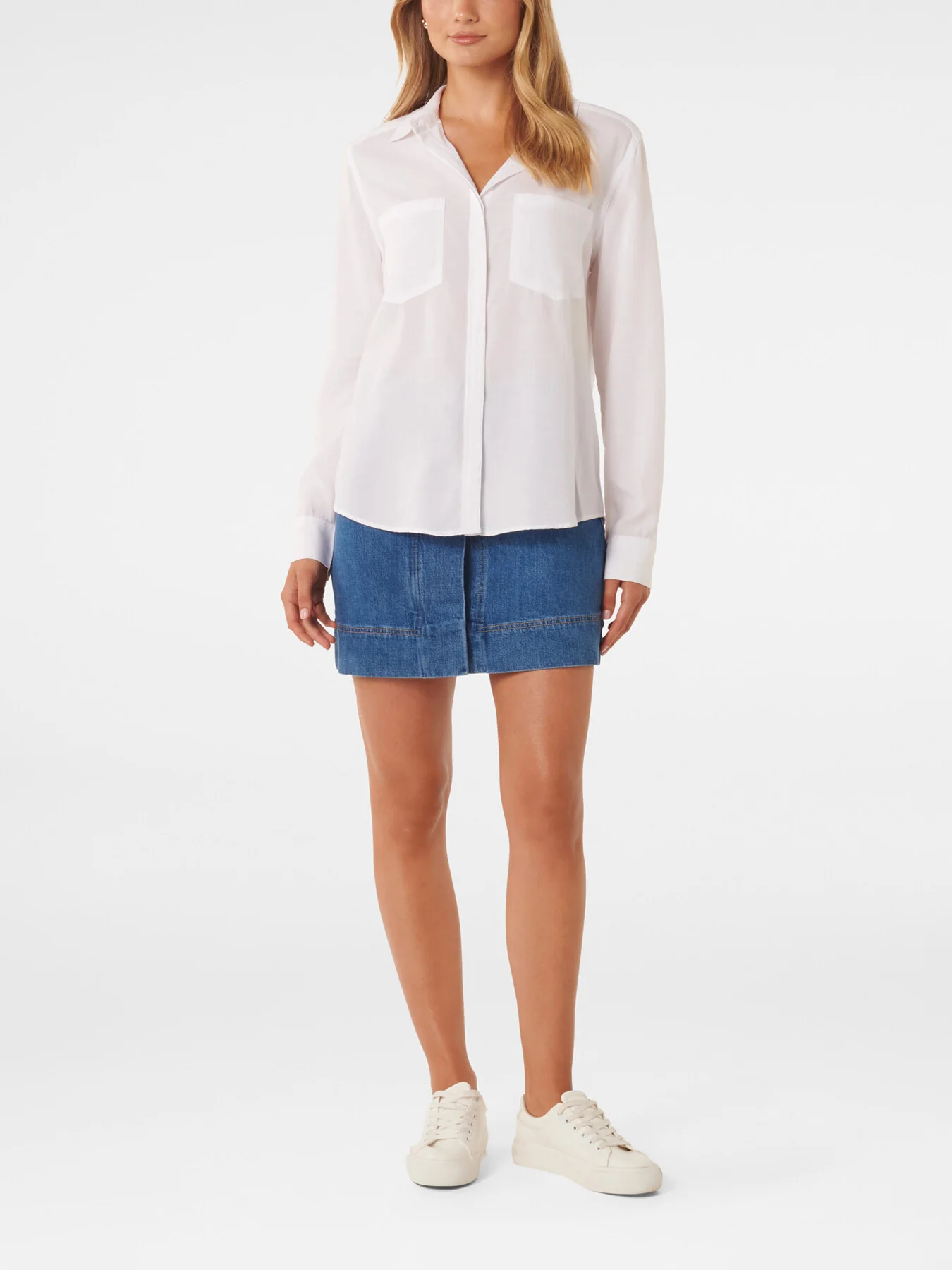 Abigail Long Sleevess Denim Blouse - Image 2