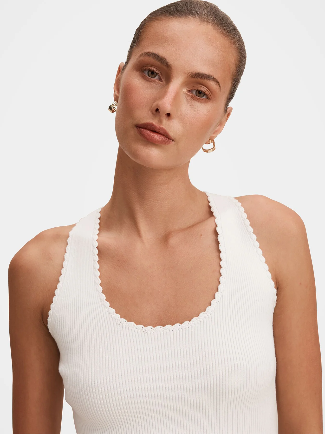 Bree Crochet Detail Knit Tank Top White - Image 5