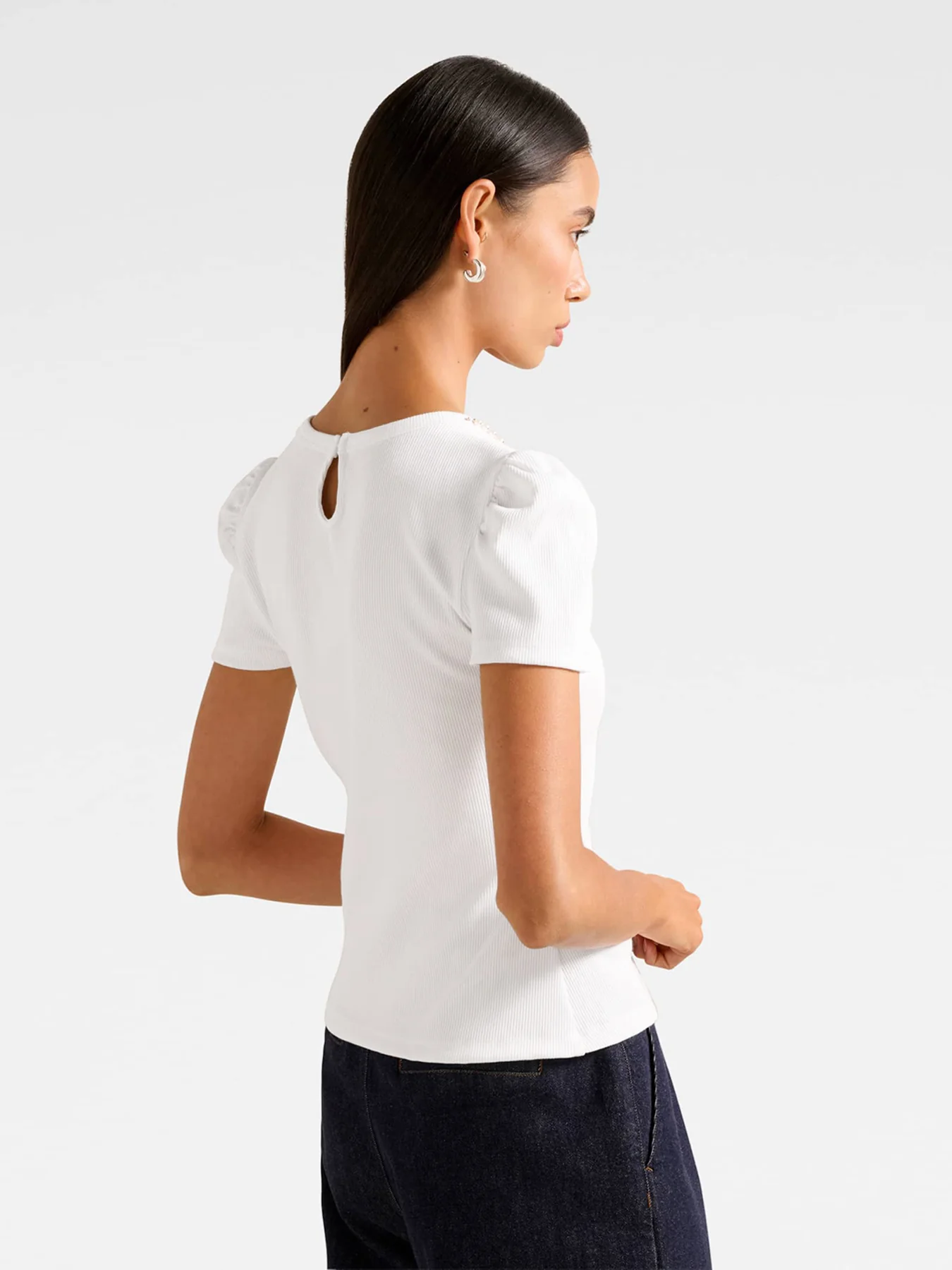 Emilia Embellished Neck T-Shirt - Image 3