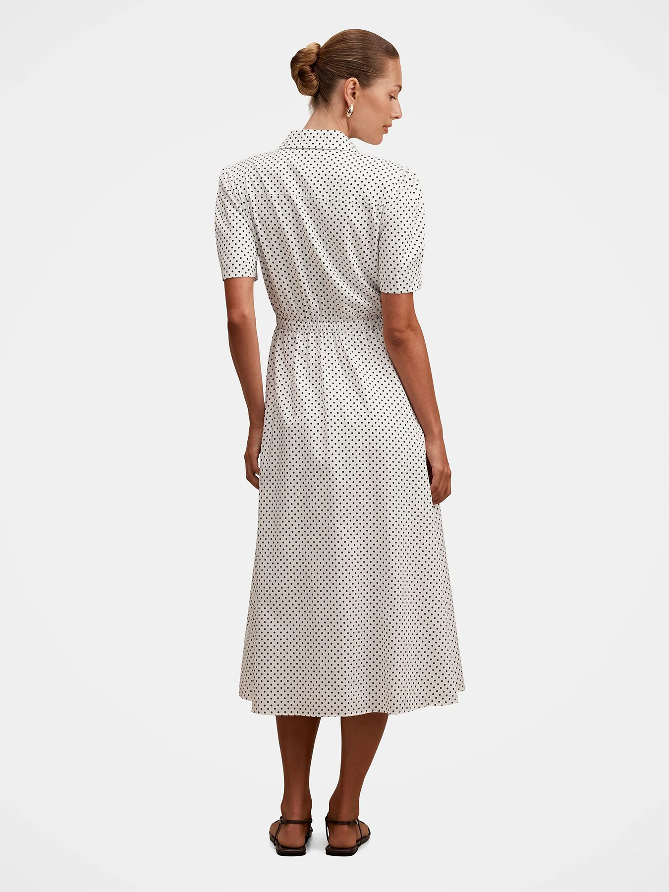 Harper Drawcord Midi Shirt Dress White - Image 3