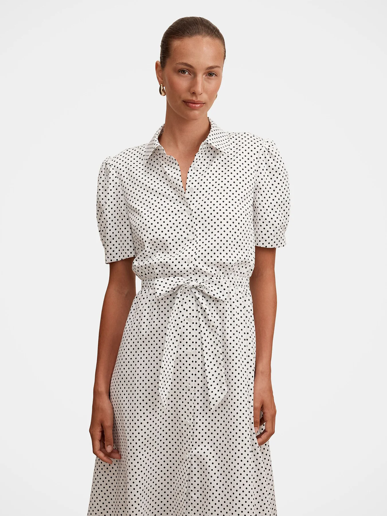 Harper Drawcord Midi Shirt Dress White - Image 4