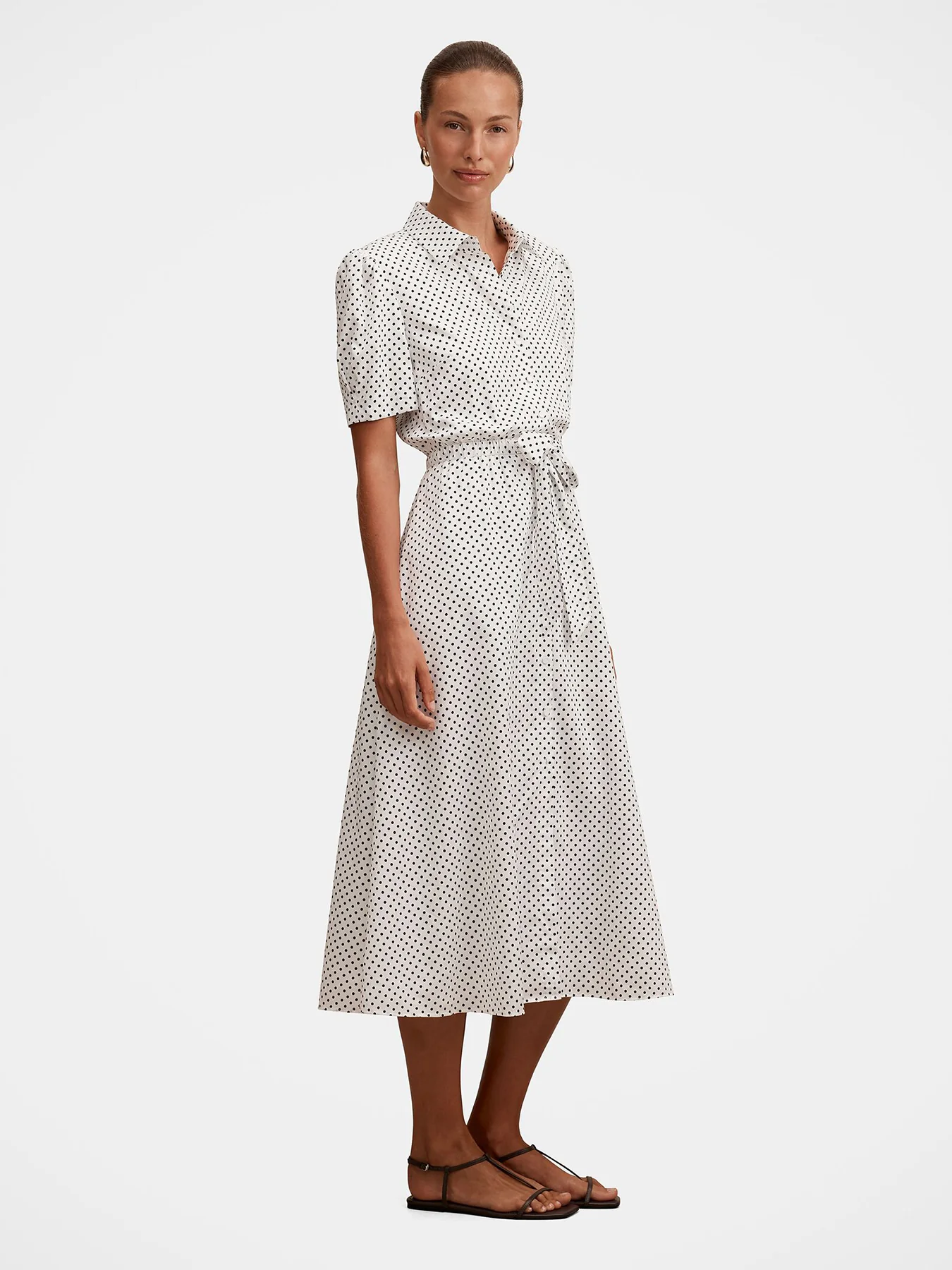 Harper Drawcord Midi Shirt Dress White - Image 5