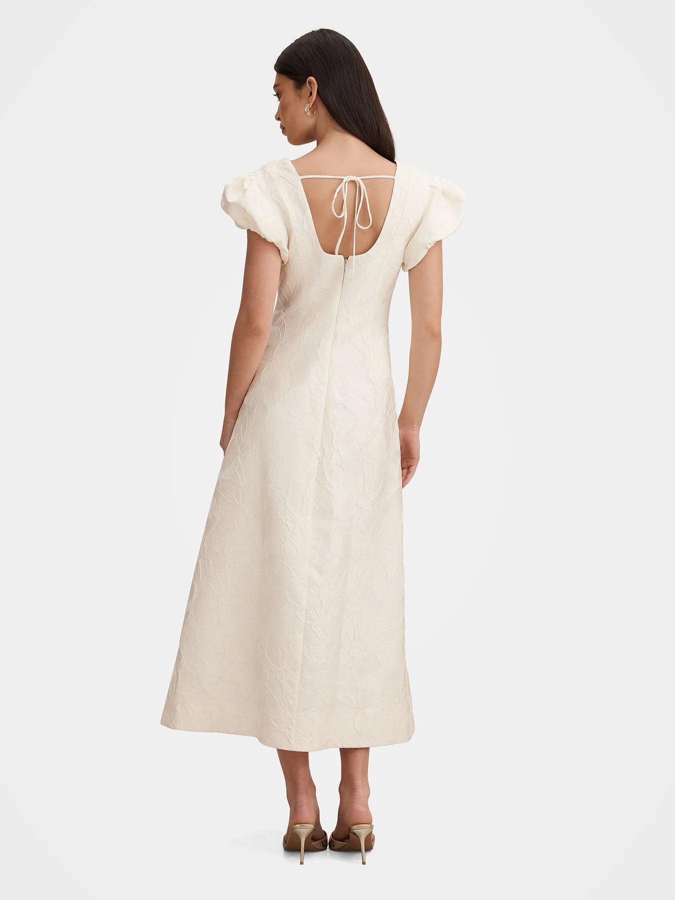 Lily Jacquard Midi Dress White - Image 5