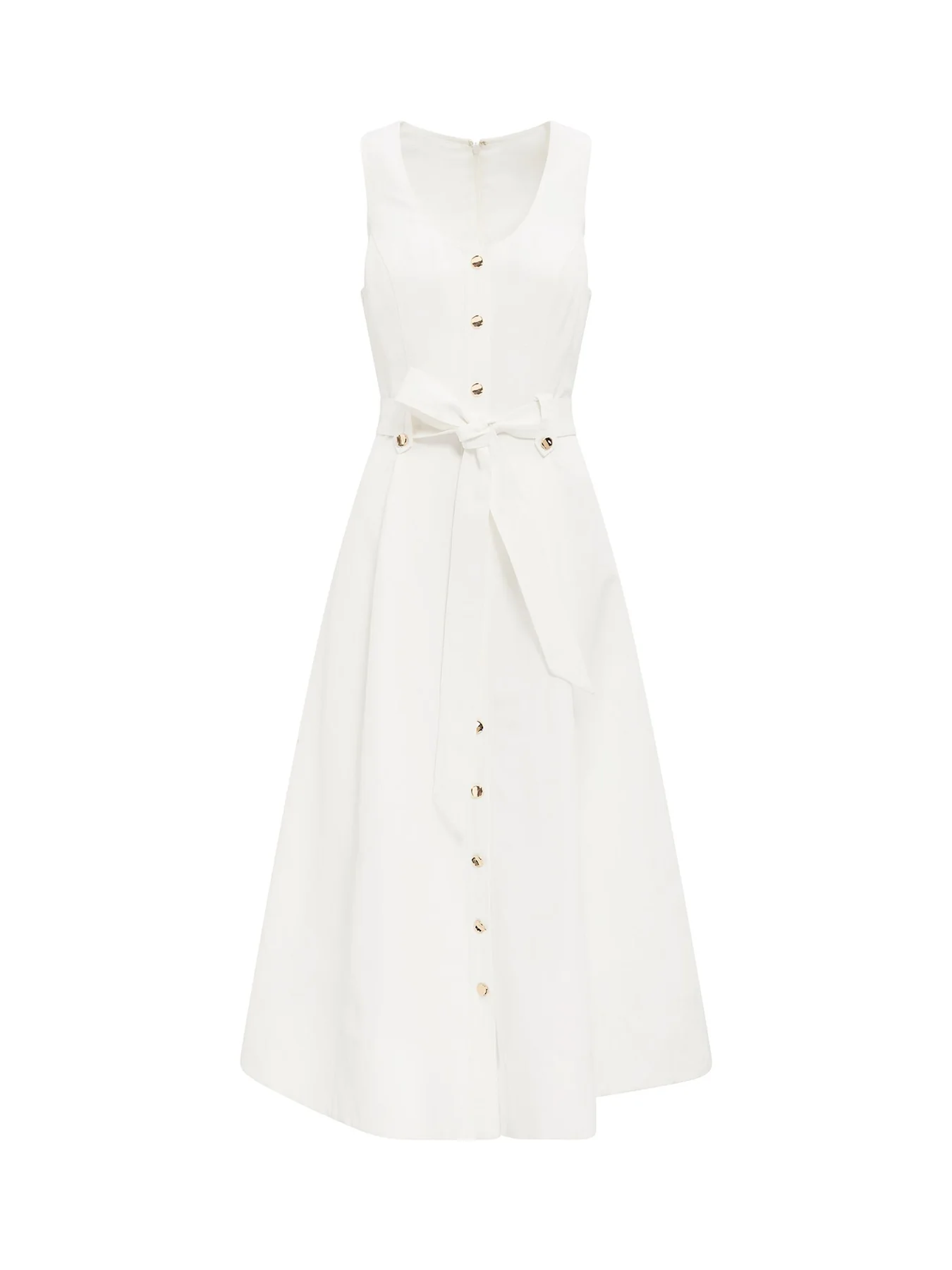 Priscilla Button-Down Midi Dress White