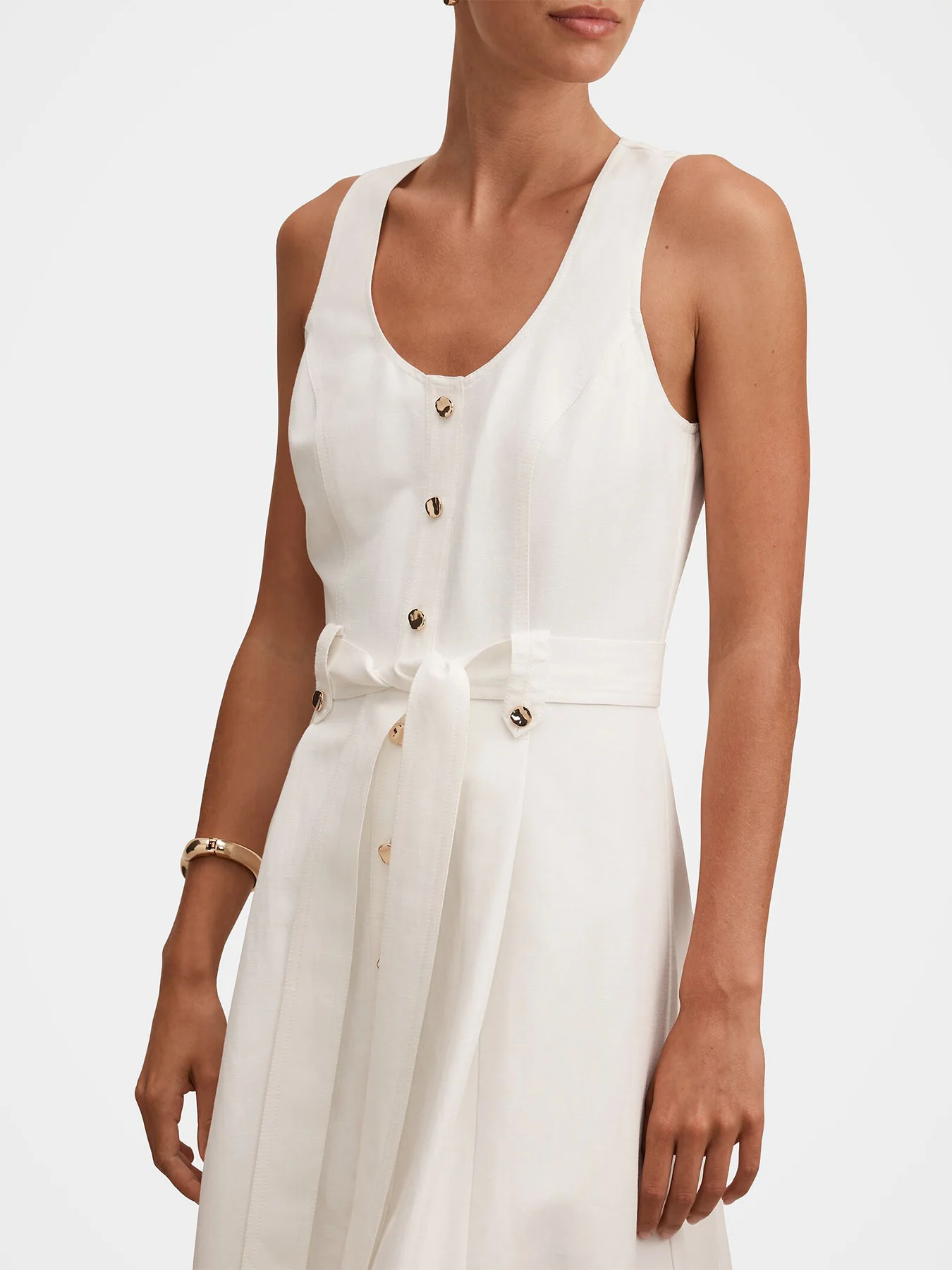 Priscilla Button-Down Midi Dress White - Image 4