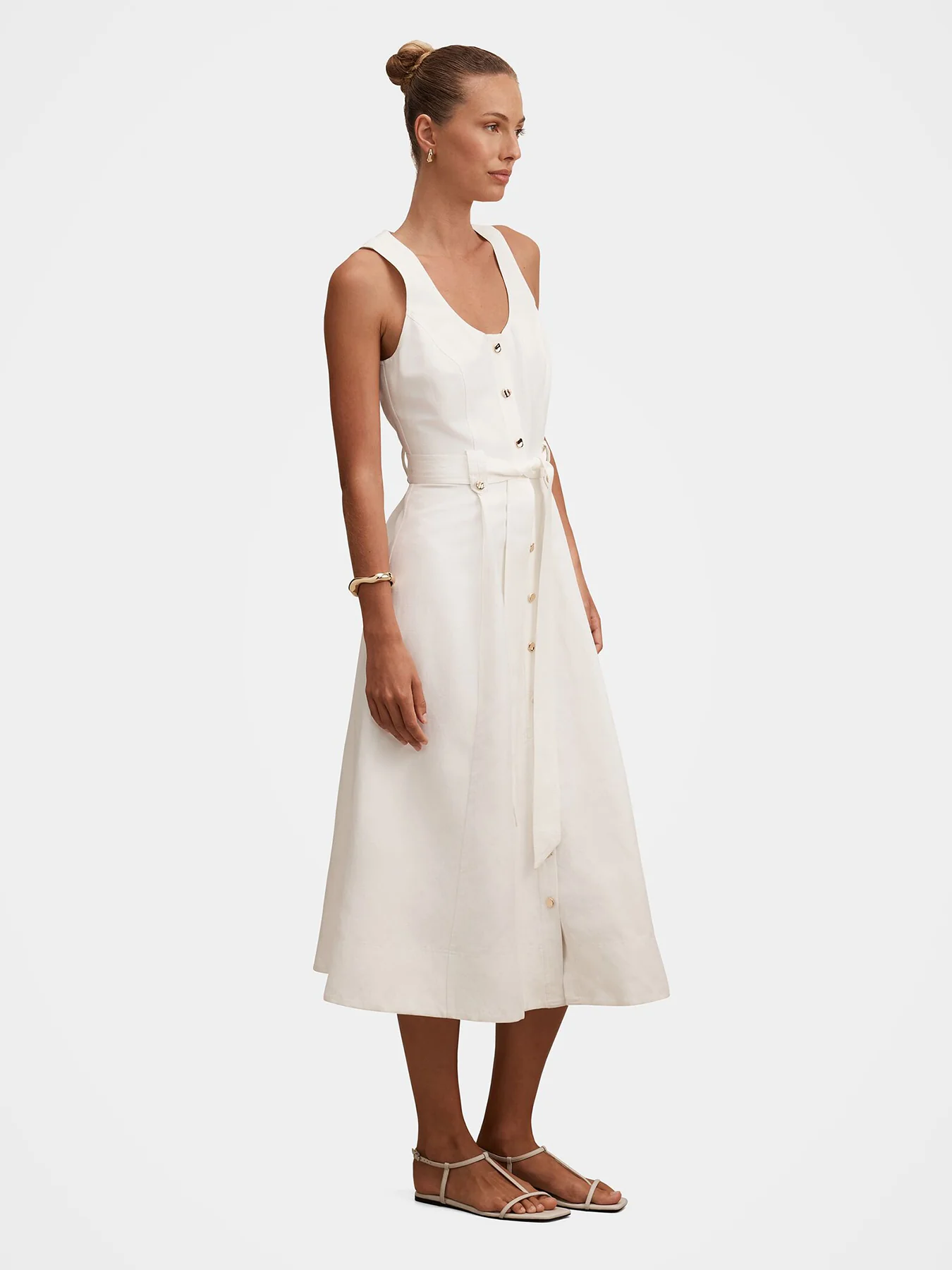Priscilla Button-Down Midi Dress White - Image 5