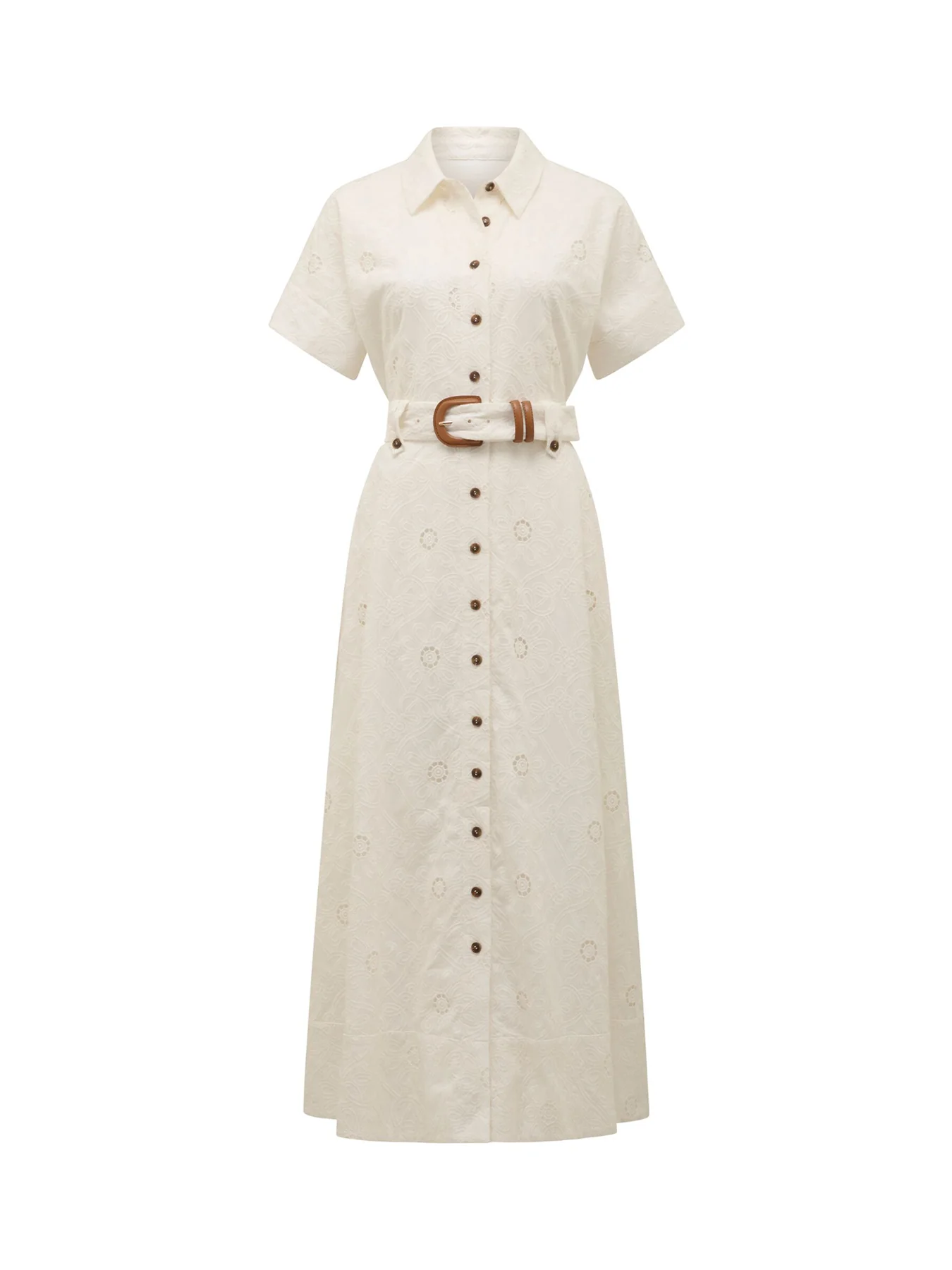 Valeria Broderie Midi Dress White