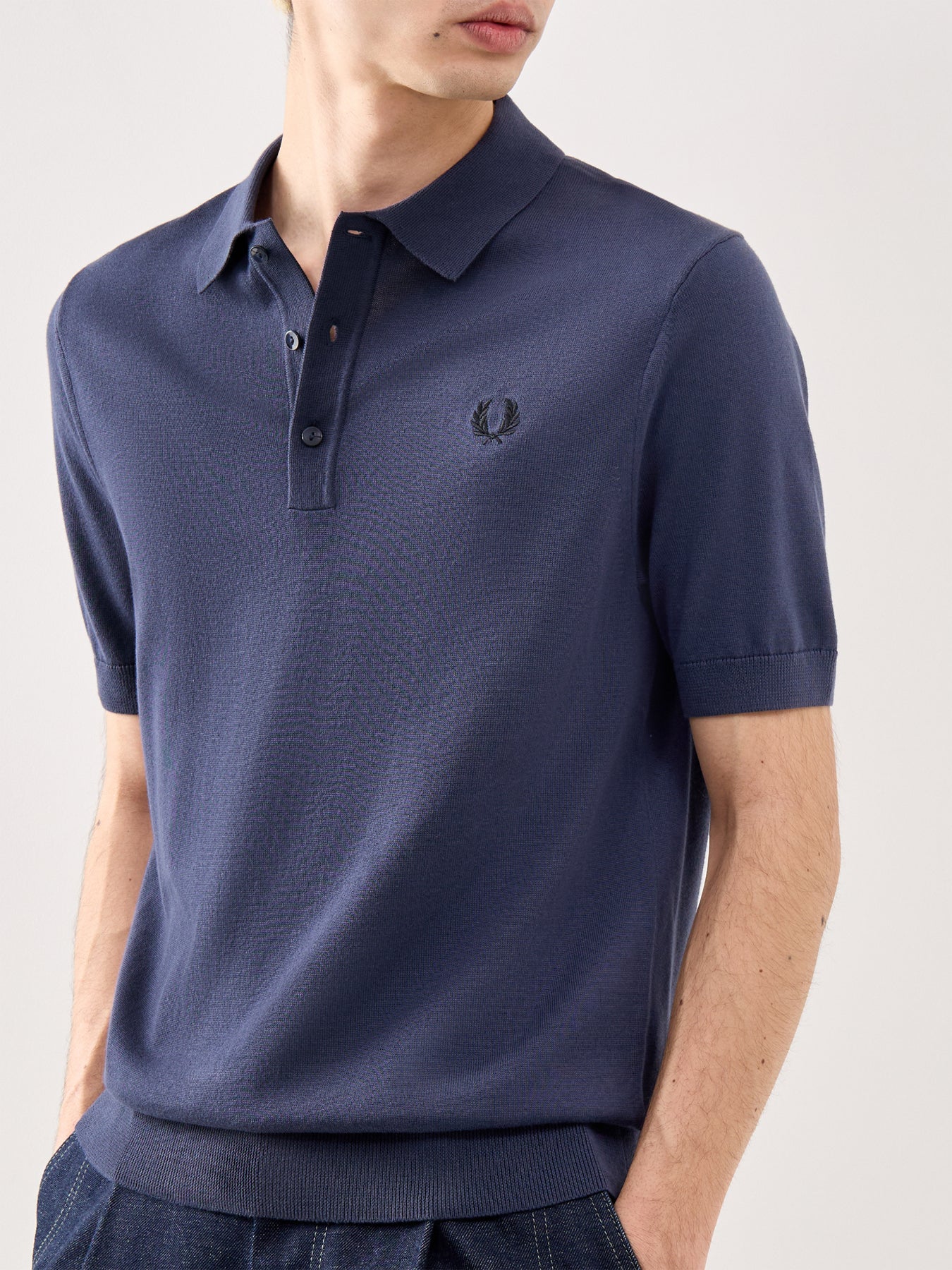 Cotton Knitted Polo Dark Navy - Image 3