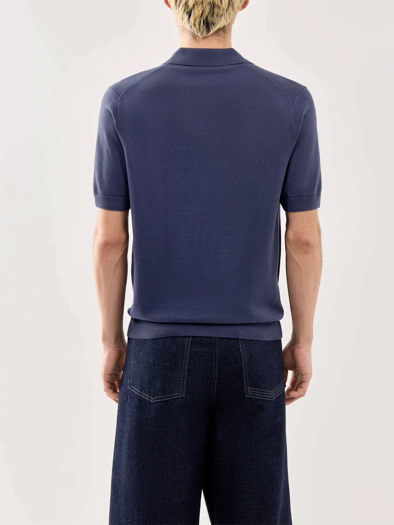 Cotton Knitted Polo Dark Navy - Image 5