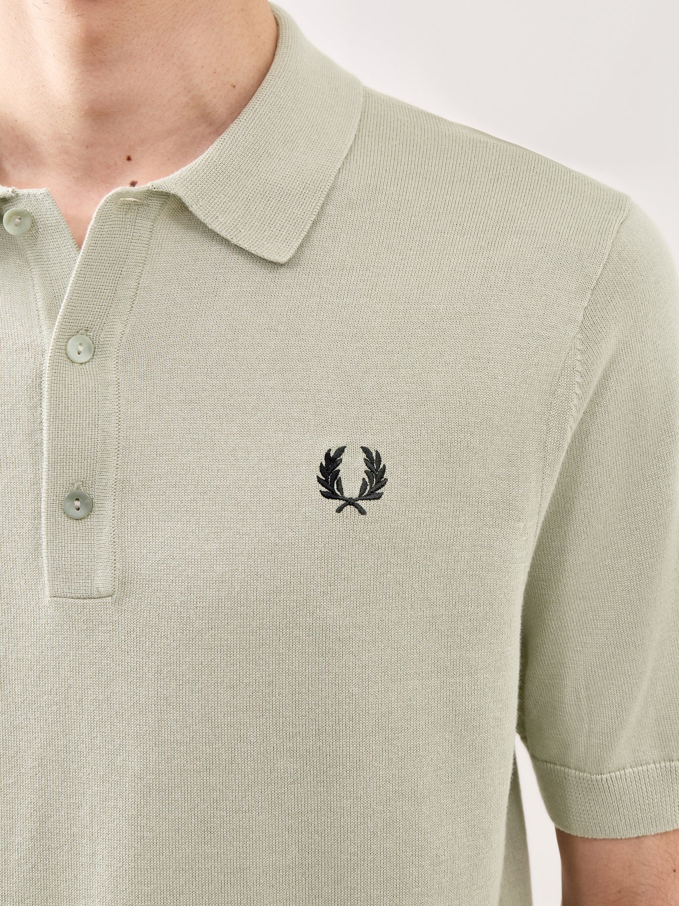 Cotton Knitted Polo Shirt Green - Image 3