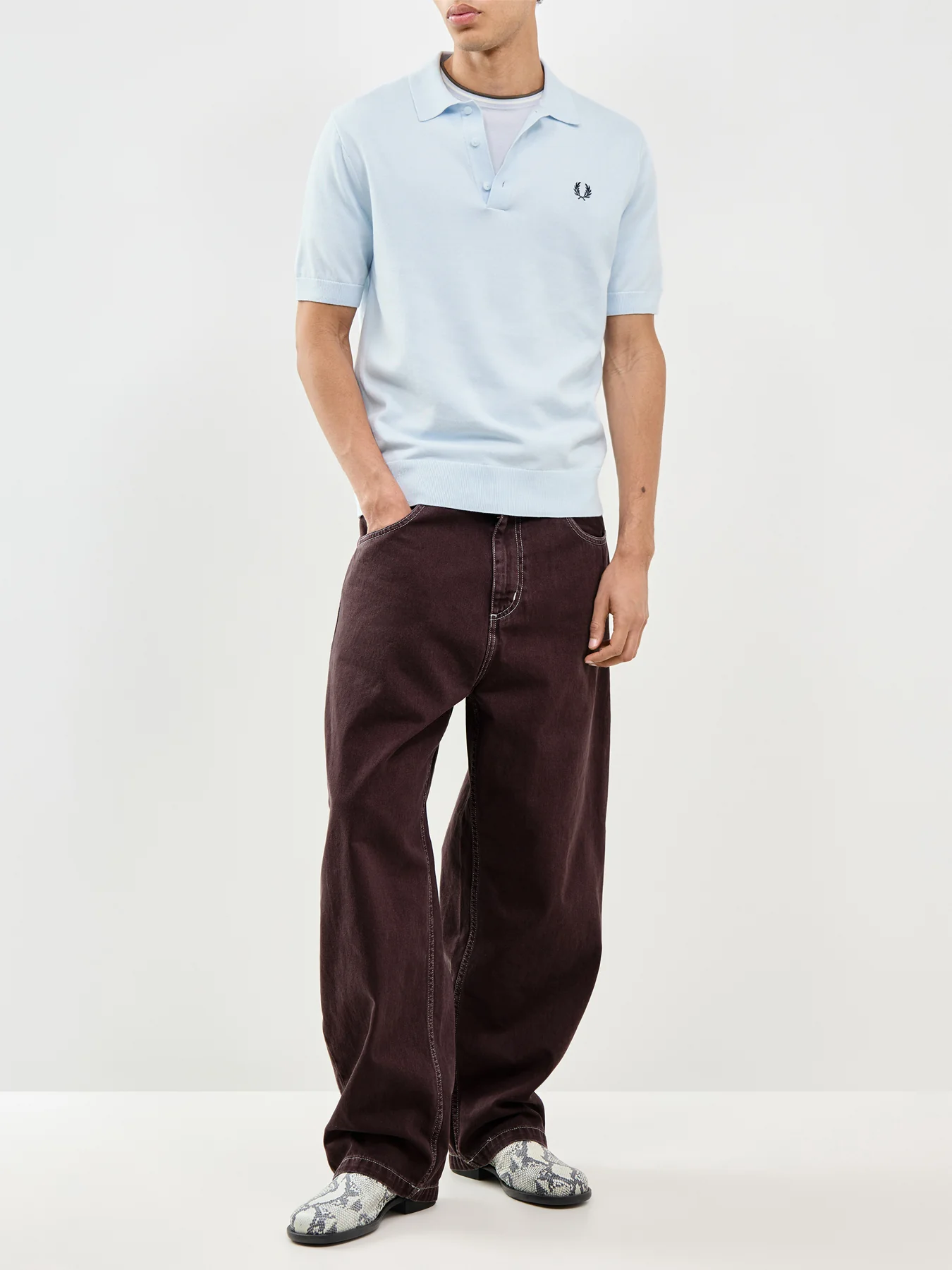 Cotton Knitted Polo Shirt Blue - Image 2