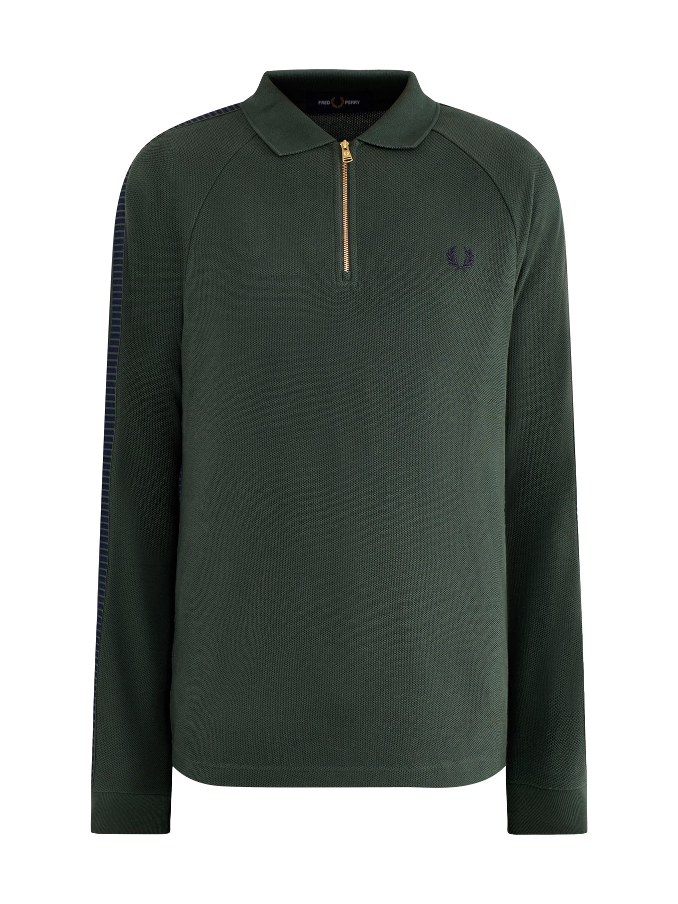 Dash Taped Zip Neck Polo Shirt Green